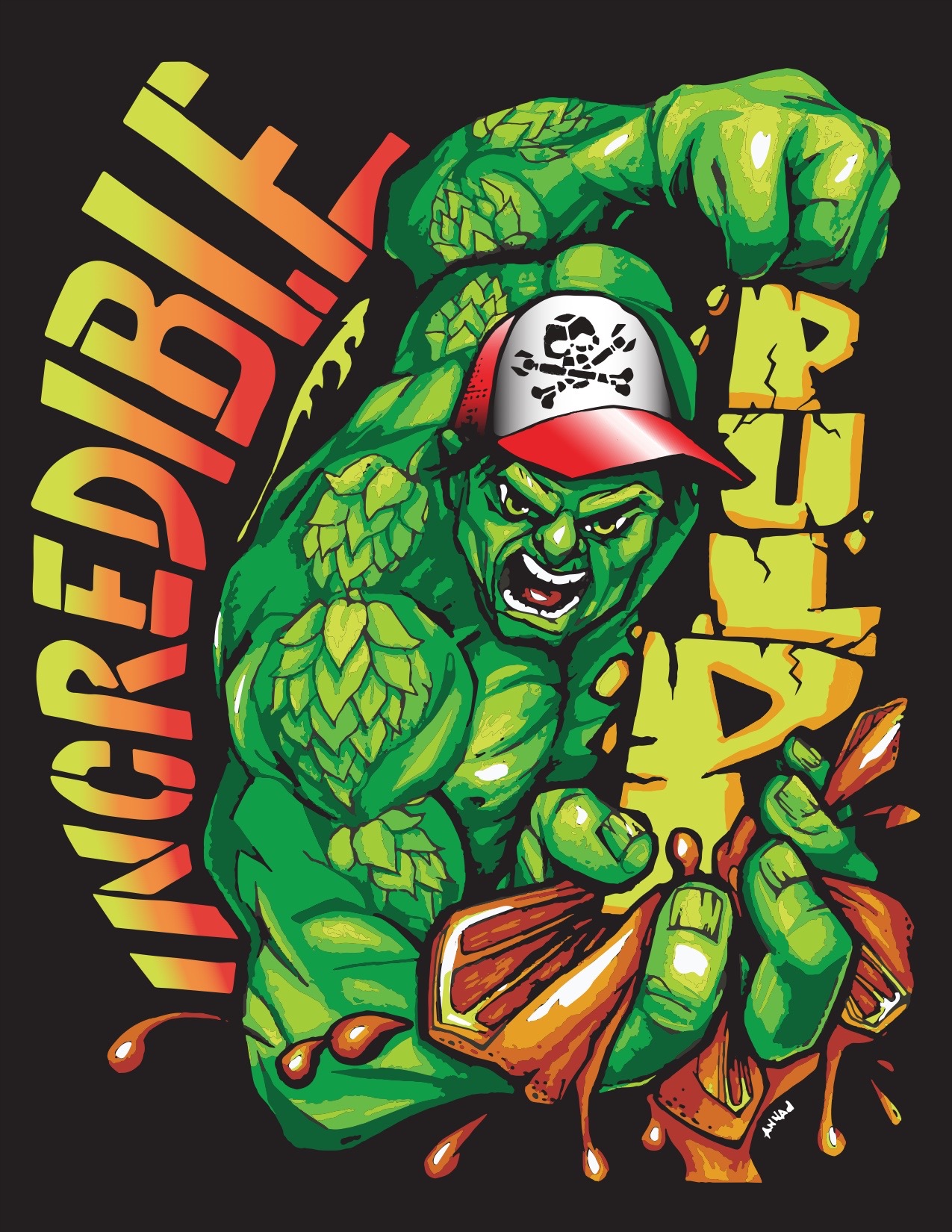 Boneyard Beer Incredible Pulp Blood Orange Extra Pale Ale. (design by Anna Duvall)