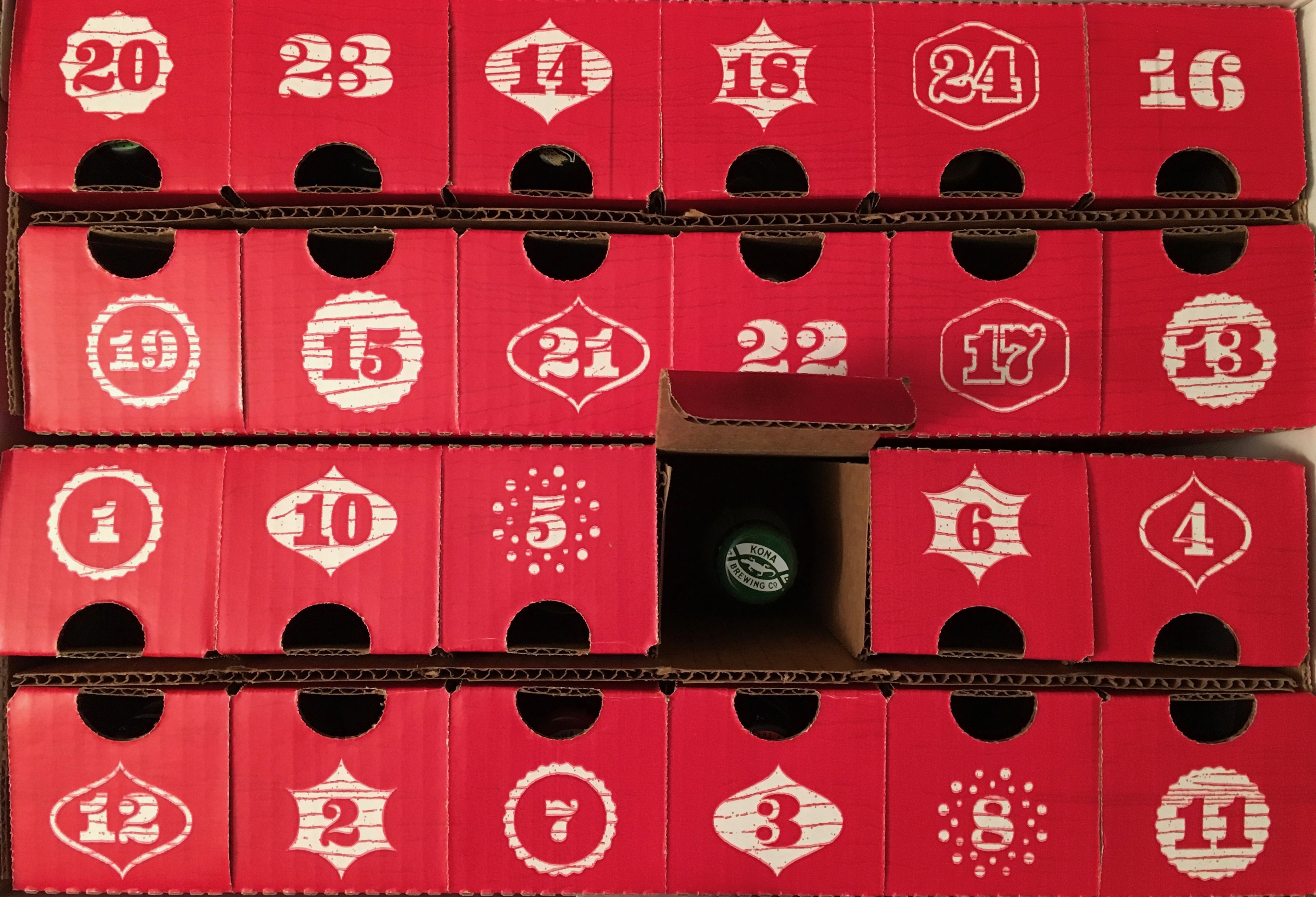 24 different beers inside the 2016 BRWBOX Holiday Craft Beer Advent Calendar.