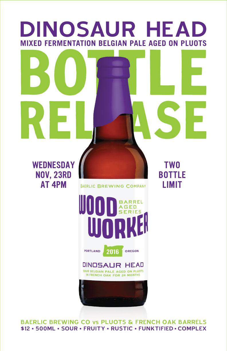 baerlic-brewing-woodworker-dinosaur-head-bottle-release-poster