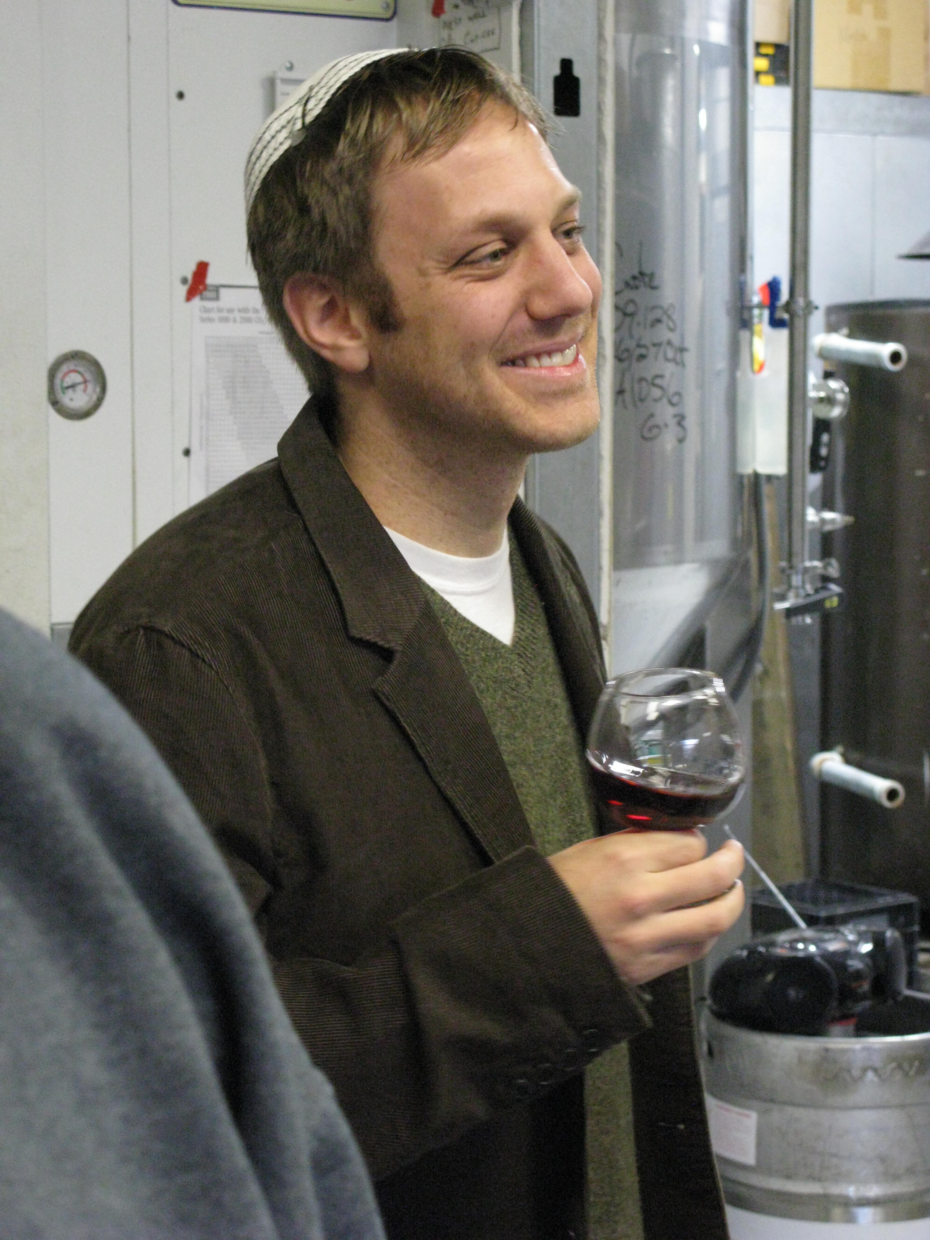 Rabbi Bradley Greenstein was at Lompoc brewery to bless Lompoc's new Hannukah beer, 8 Malty Nights. (FoystonFoto)