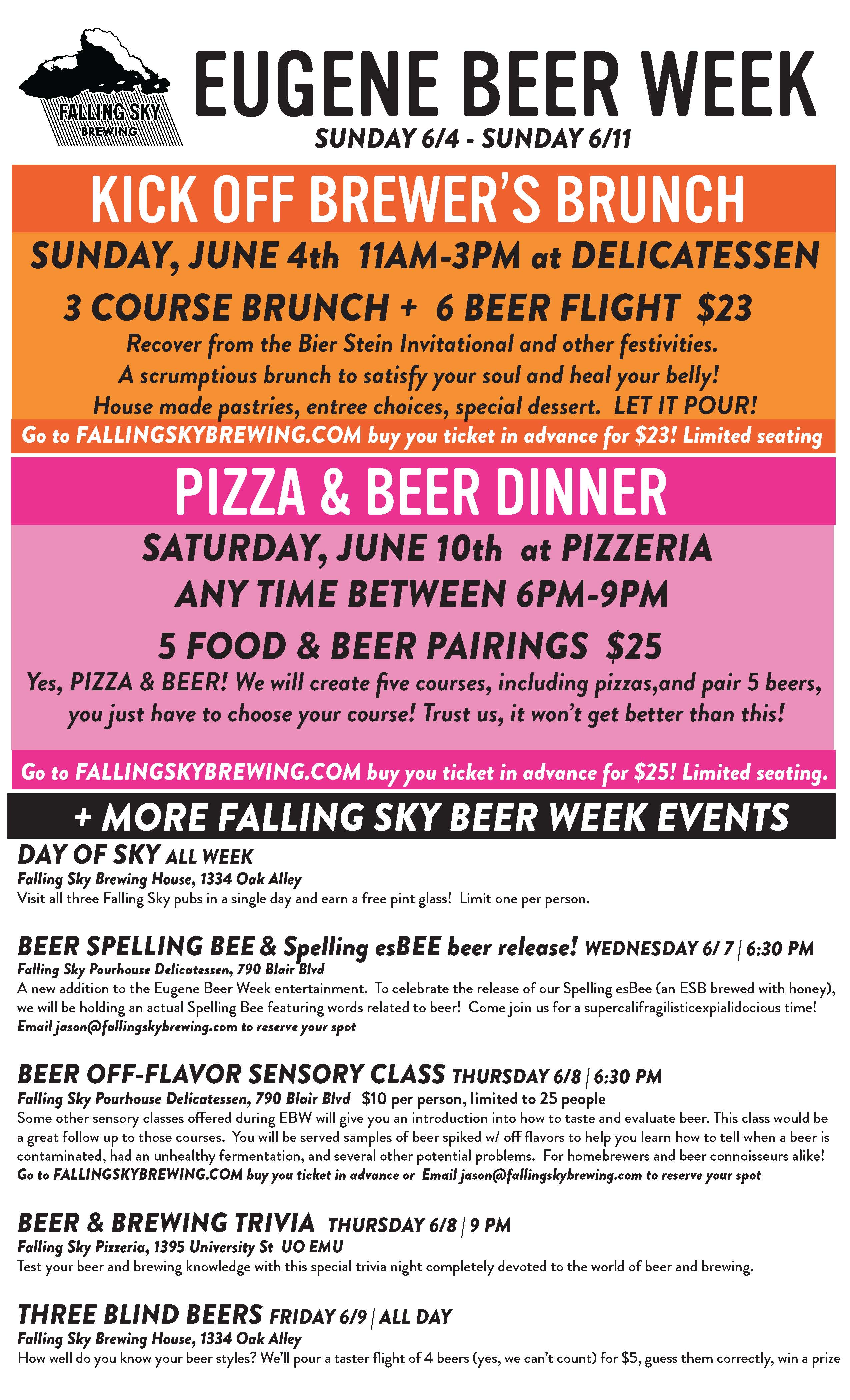 Falling Sky Brewing 2017 Eugene Beer Week Calendar of Events