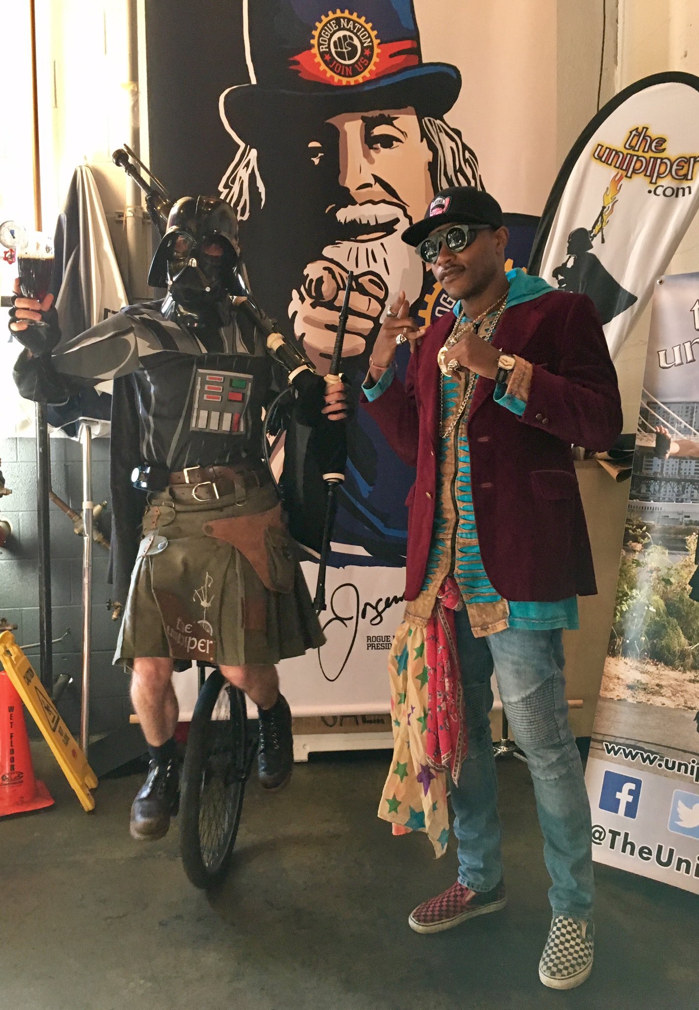 The Unipiper and Moshow the Cat Rapper at The UniPorter beer release at Rogue Eastside Pub & Pilot Brewery.