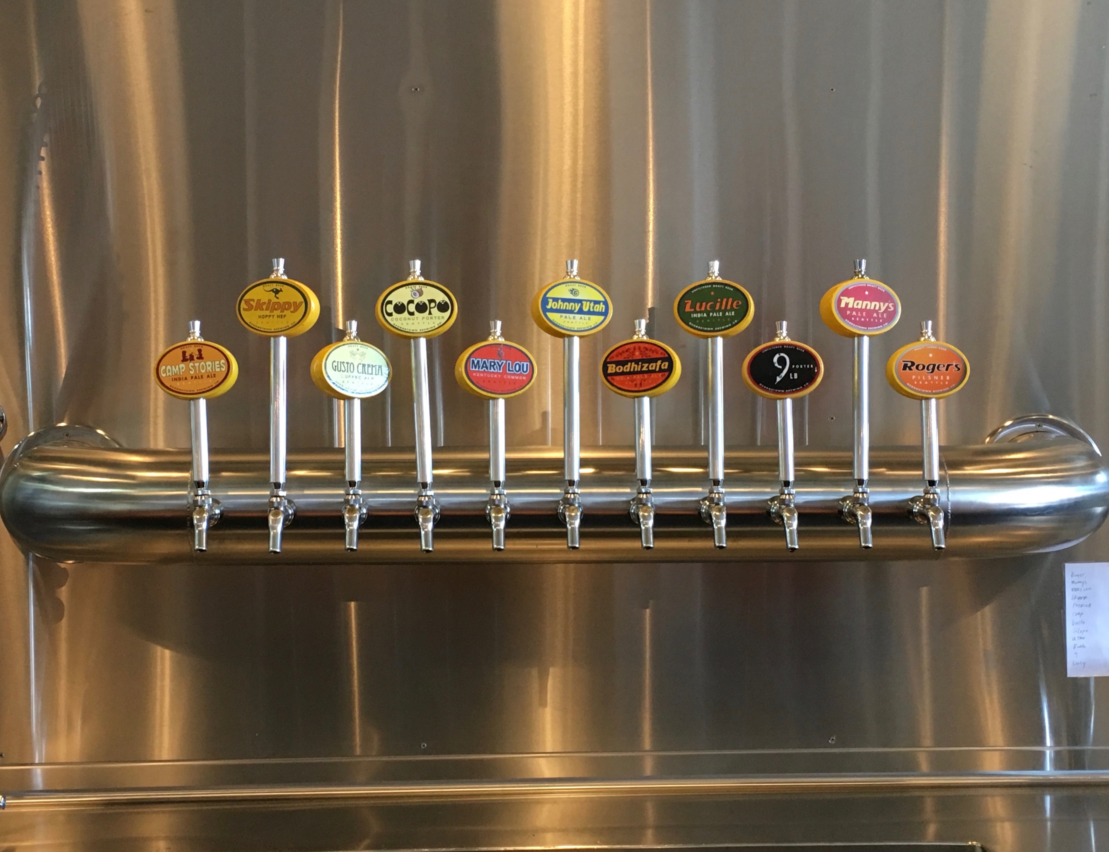 The taps at Georgetown Brewing in Seattle.