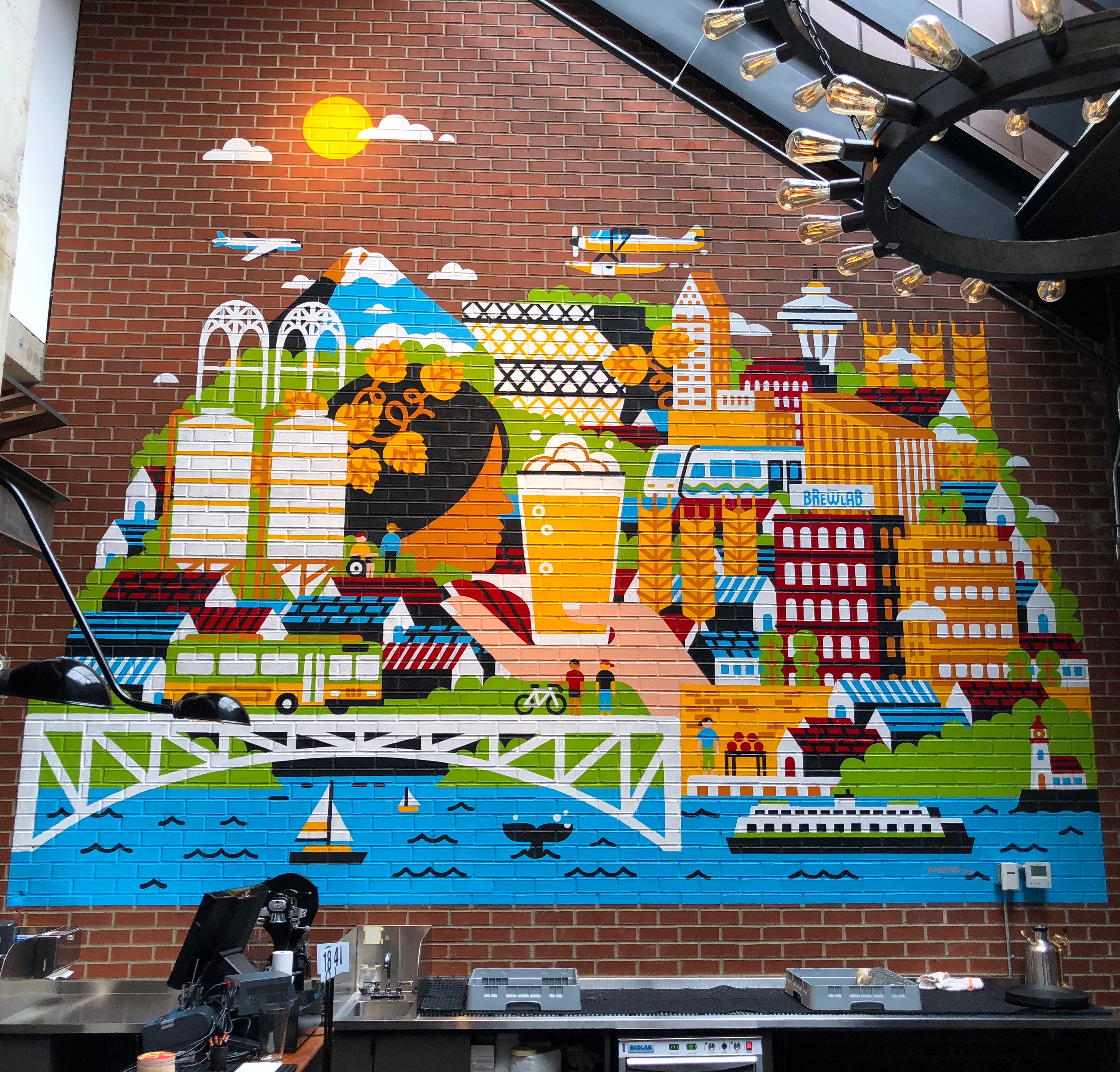 A stunning mural at the new Redhook BrewLab in Seattle, Washington.