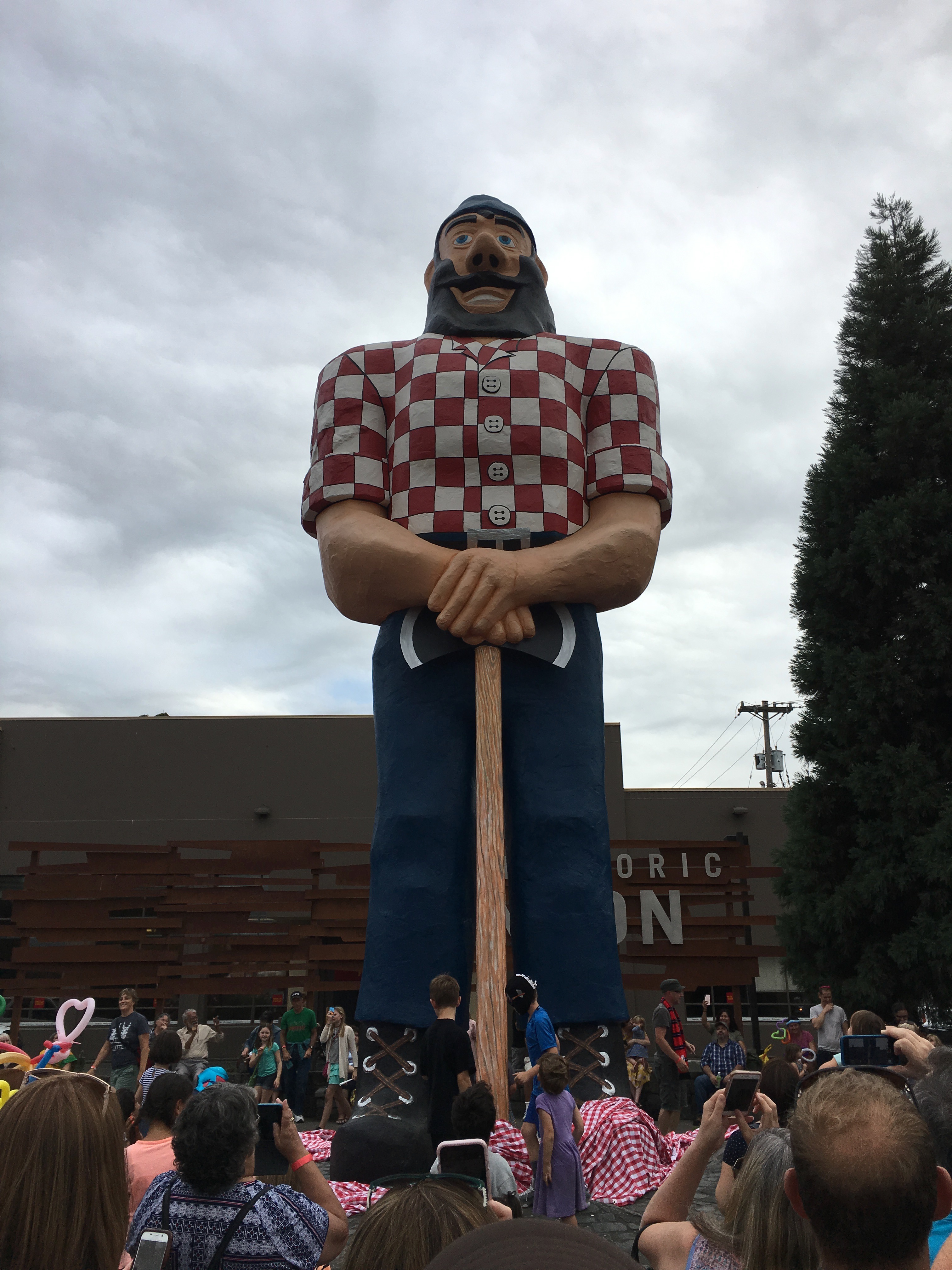 The freshly repainted Paul Bunyan statue. Widmer Brewing assisted in raising money for the statue's restoration.