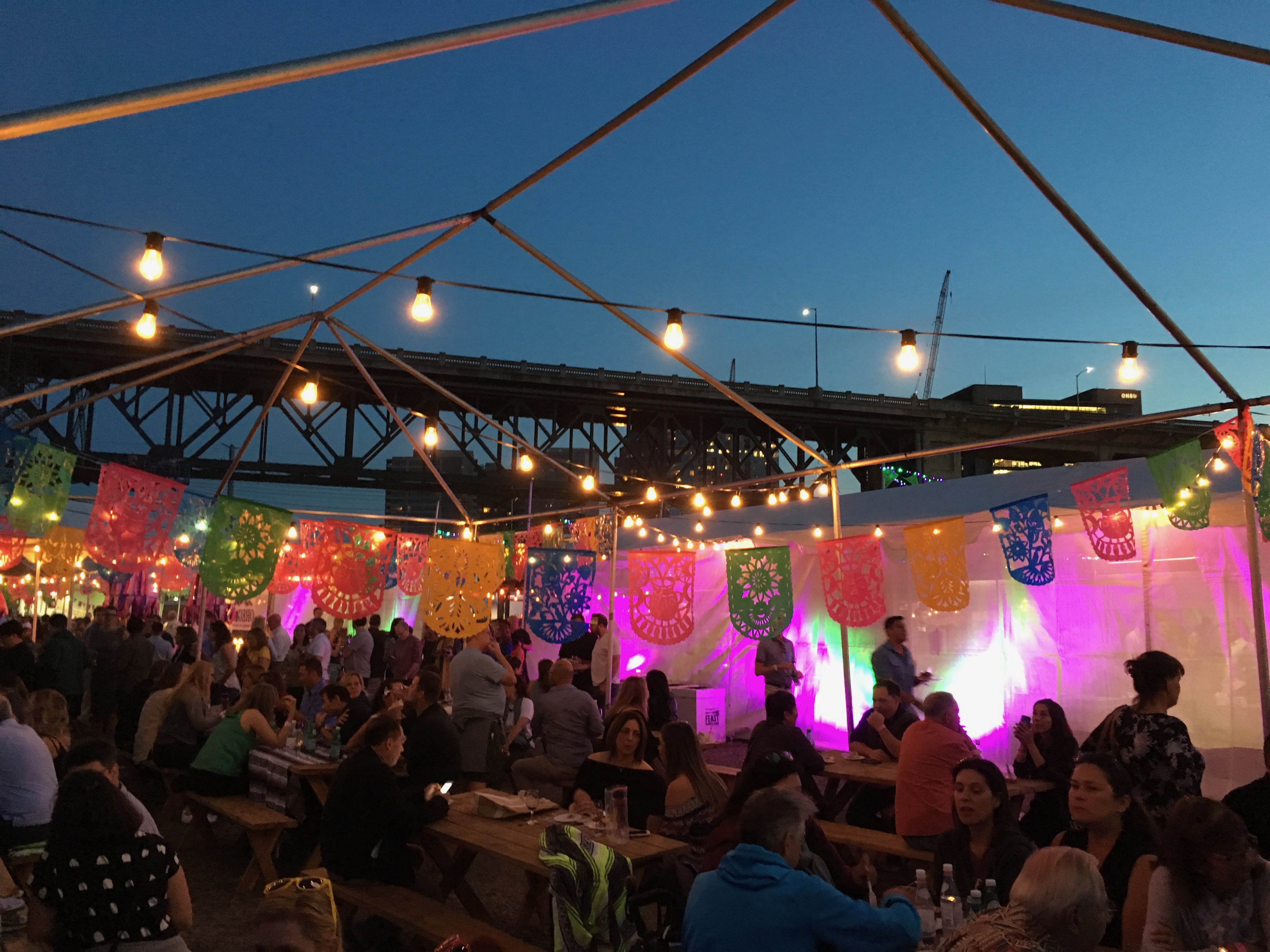 The lights and setting along the Willamette River is a highlight of Feast Night Market.