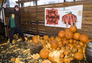 Pumpkin smashing is now a beloved tradition at the Green Dragon and Brewpublic's Killer Pumpkin Fest