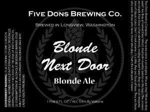 Five Dons Brewing Blonde Next Door Blonde Ale