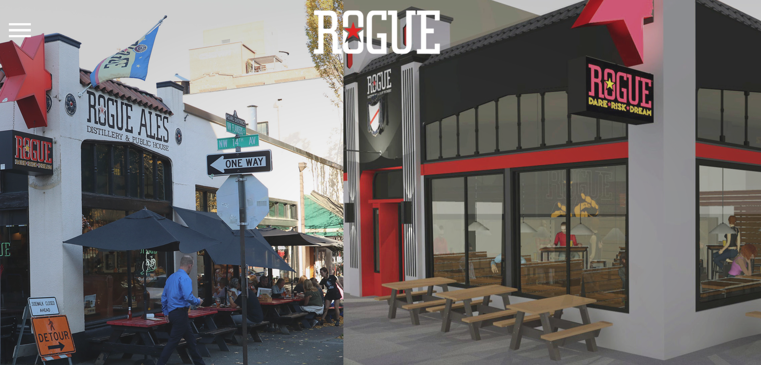 A now and future look of Rogue Distillery & Public House. (image courtesy of Rogue Ales)