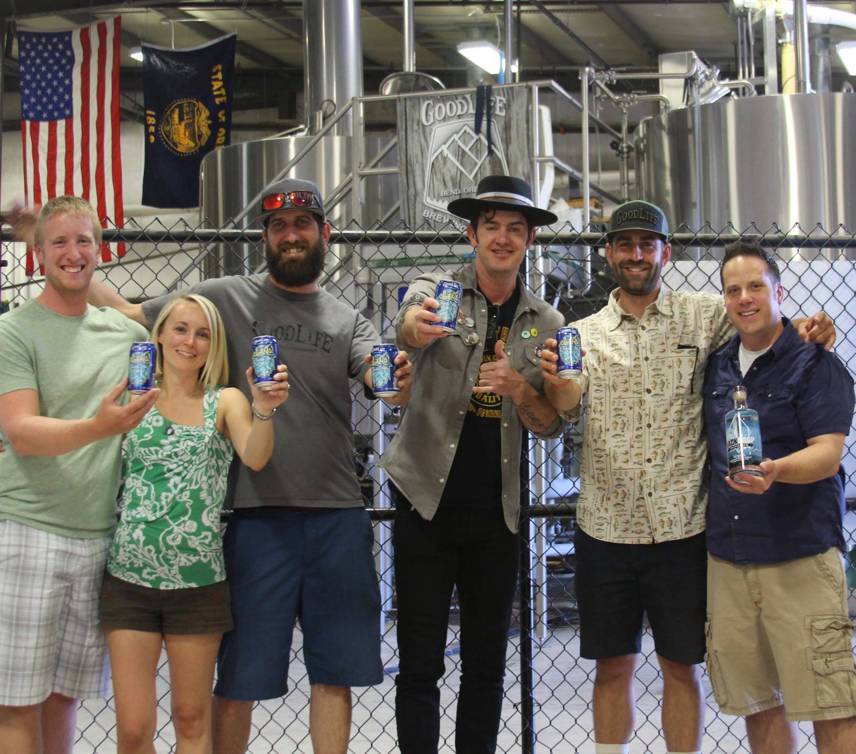 image of G. Love with the team at GoodLife Brewing courtesy of GoodLife Brewing
