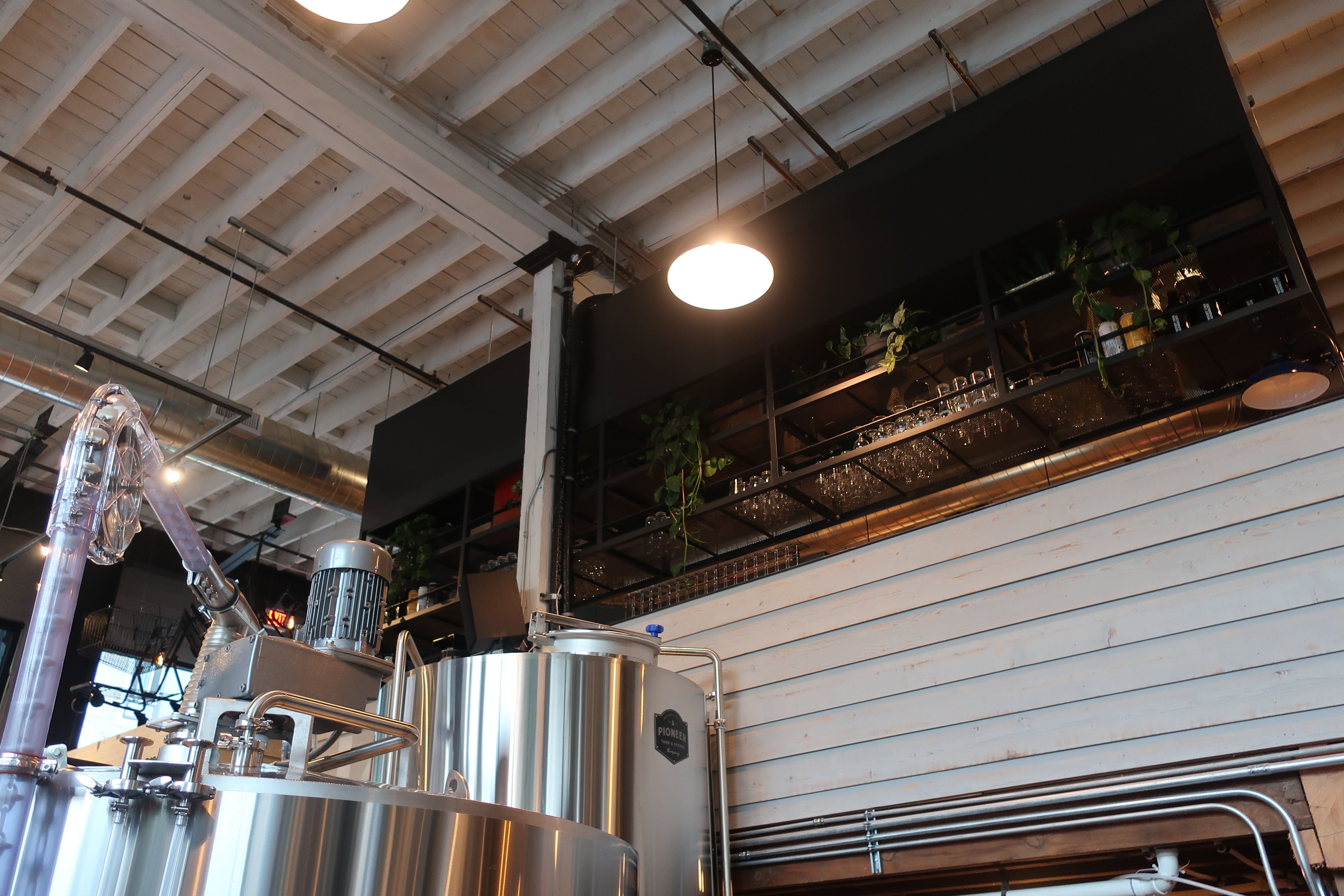 A look at the backside of the bar from the West Coast Grocery Co. brewery.