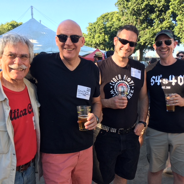 Fred Bowman, Doug Rehberg, Abram Goldman-Armstrong and Bolt Minister at the Oregon Brewers Guild Brewers Dinner prior to the start of the 2018 Oregon Brewers Festival. (FoystonFoto)
