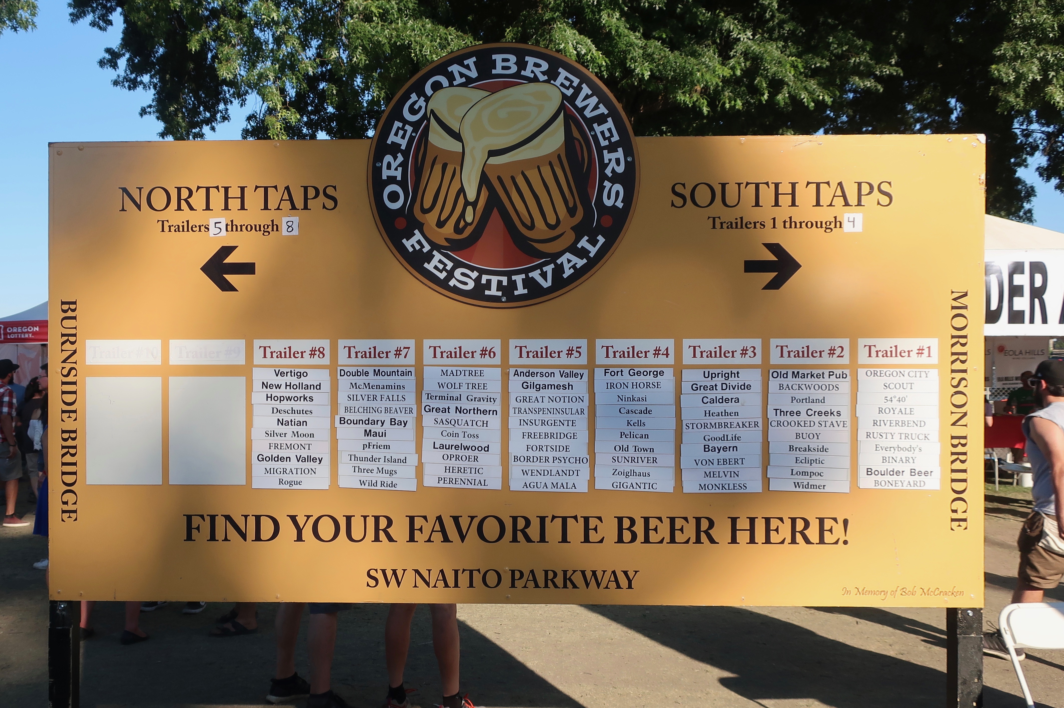 The Beer Trailer listing at the 2018 Oregon Brewers Festival.