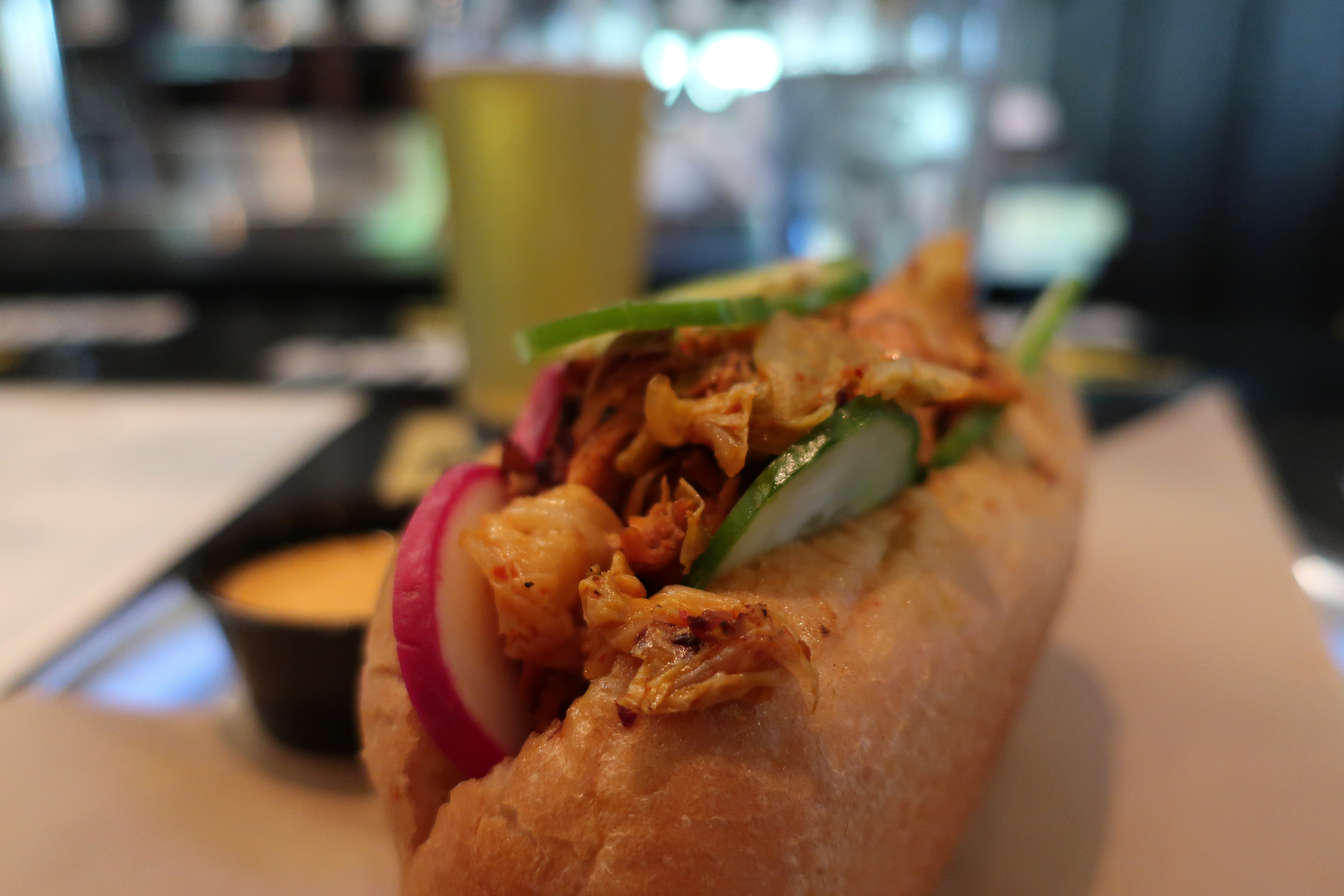 The Salmon Banh Mi served a la cart at Von Ebert Brewing – East.