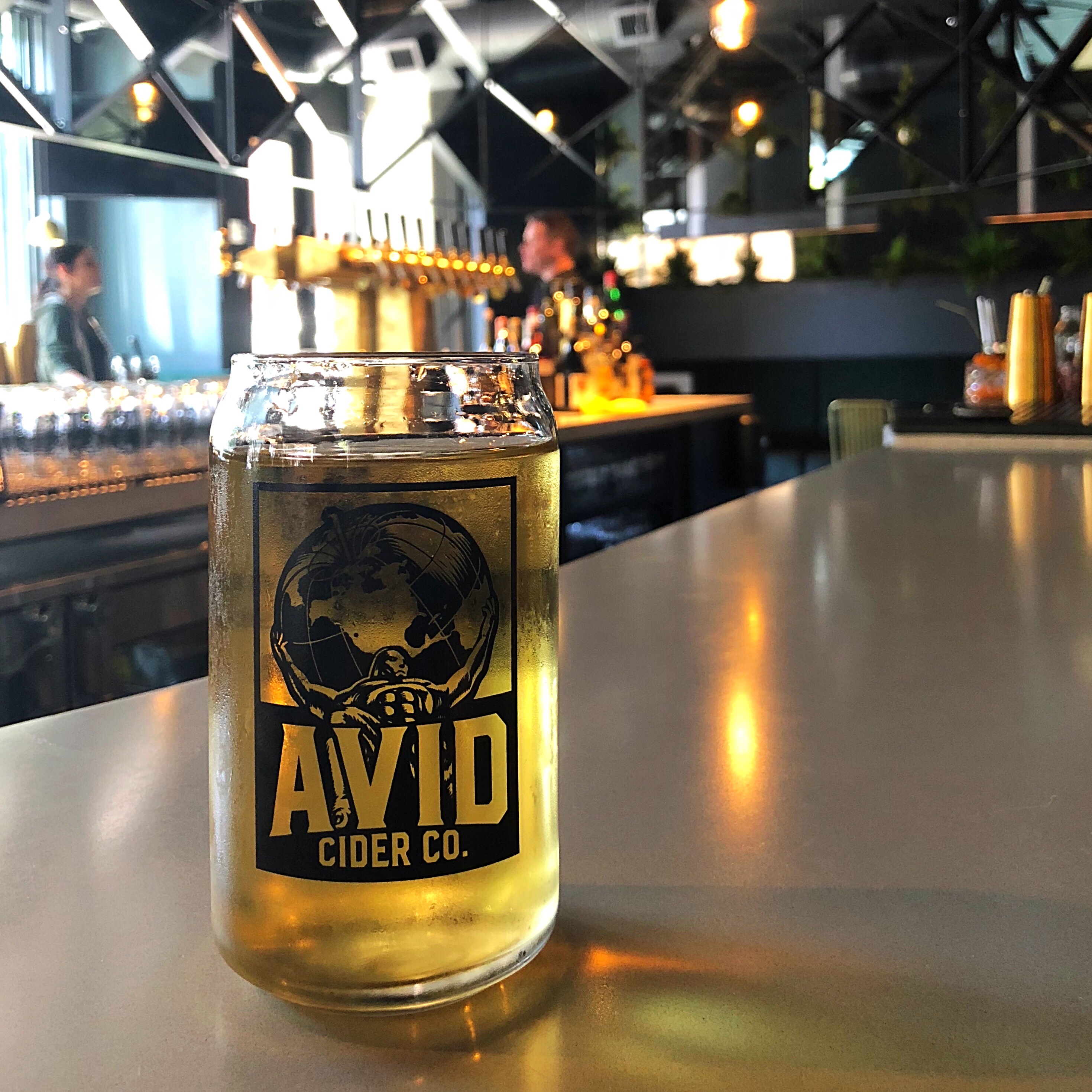 A pint of Avid Cider Co. Apricot Cider at the new Avid Cider Co. Cider House in Portland's Pearl District.