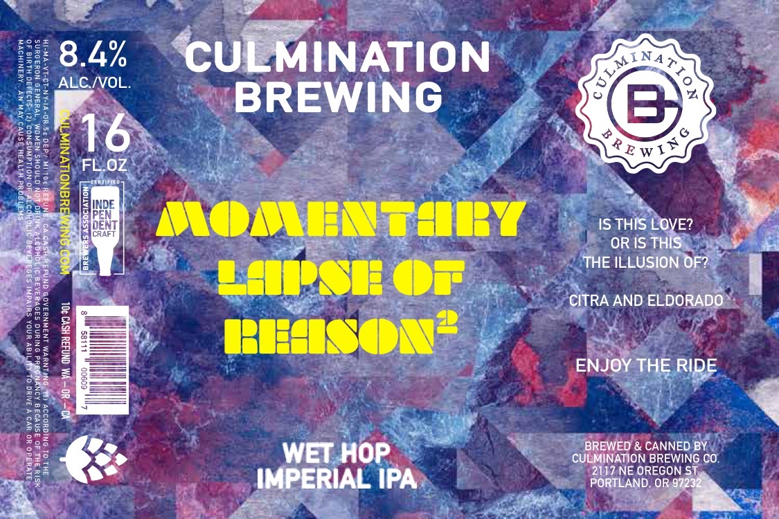Culmination Brewing Momentary Lapse of Reason Wet Hop Imperial Ale Label - Pink Floyd Collaboration
