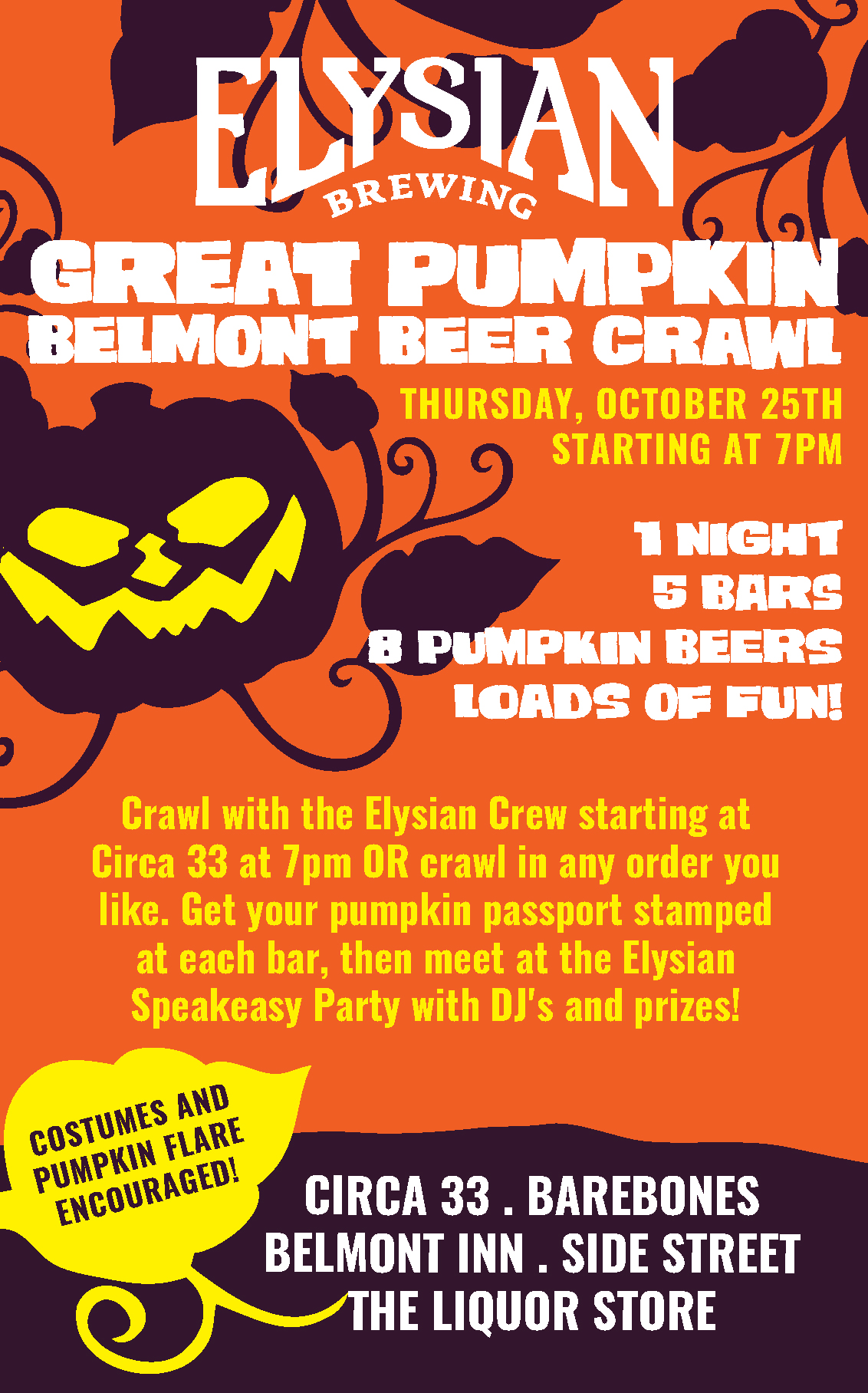 5th Annual Elysian Brewing Great Pumpkin Belmont Beer Crawl