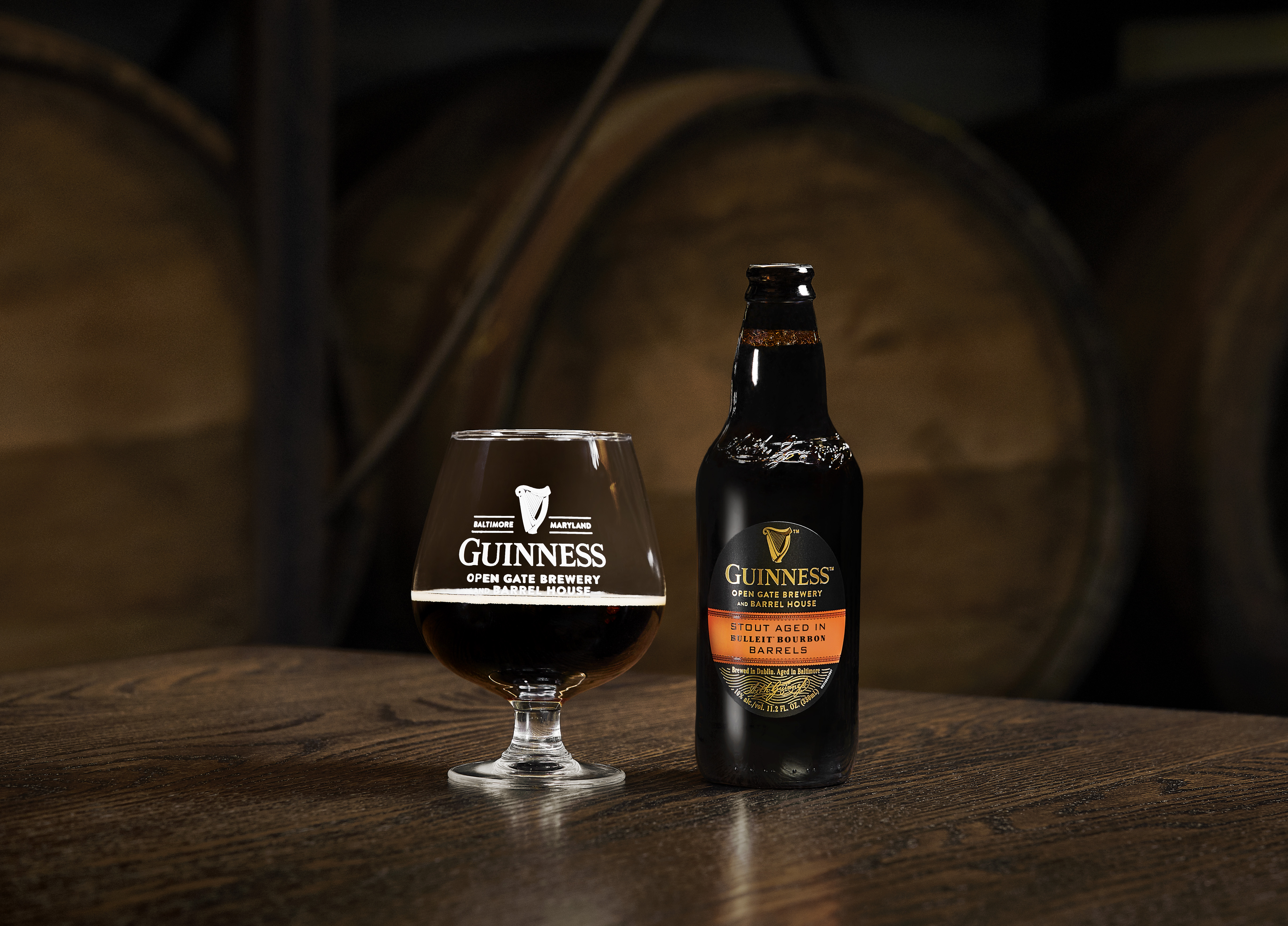 Guinness Stout Aged in Bulleit Bourbon Barrels. (image courtesy of Guinness)