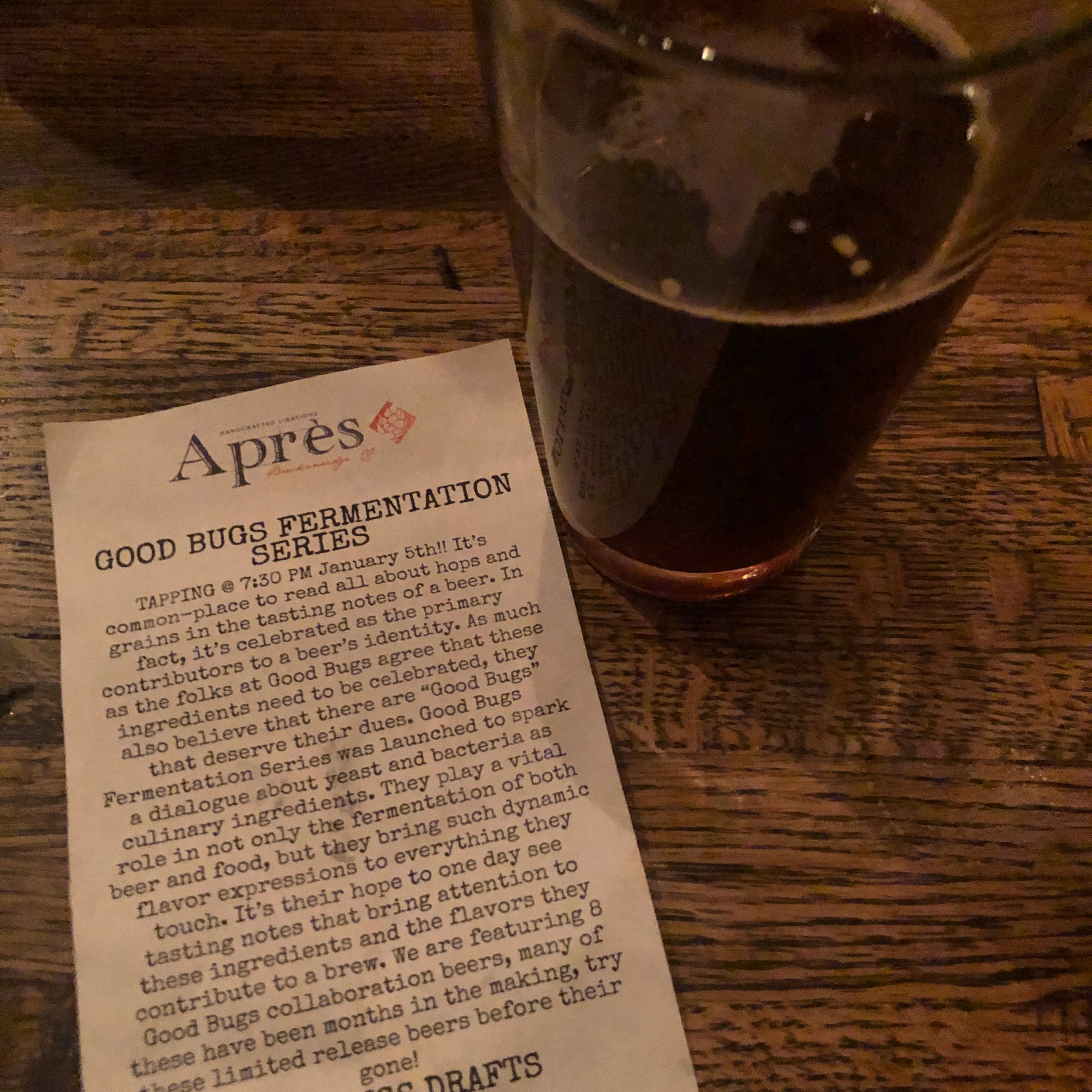 Good Bugs Fermentation Series event at Apres in downtown Breckenridge that took place while the 2018 Big Beers, Belgians & Barleywines Festival was in town.