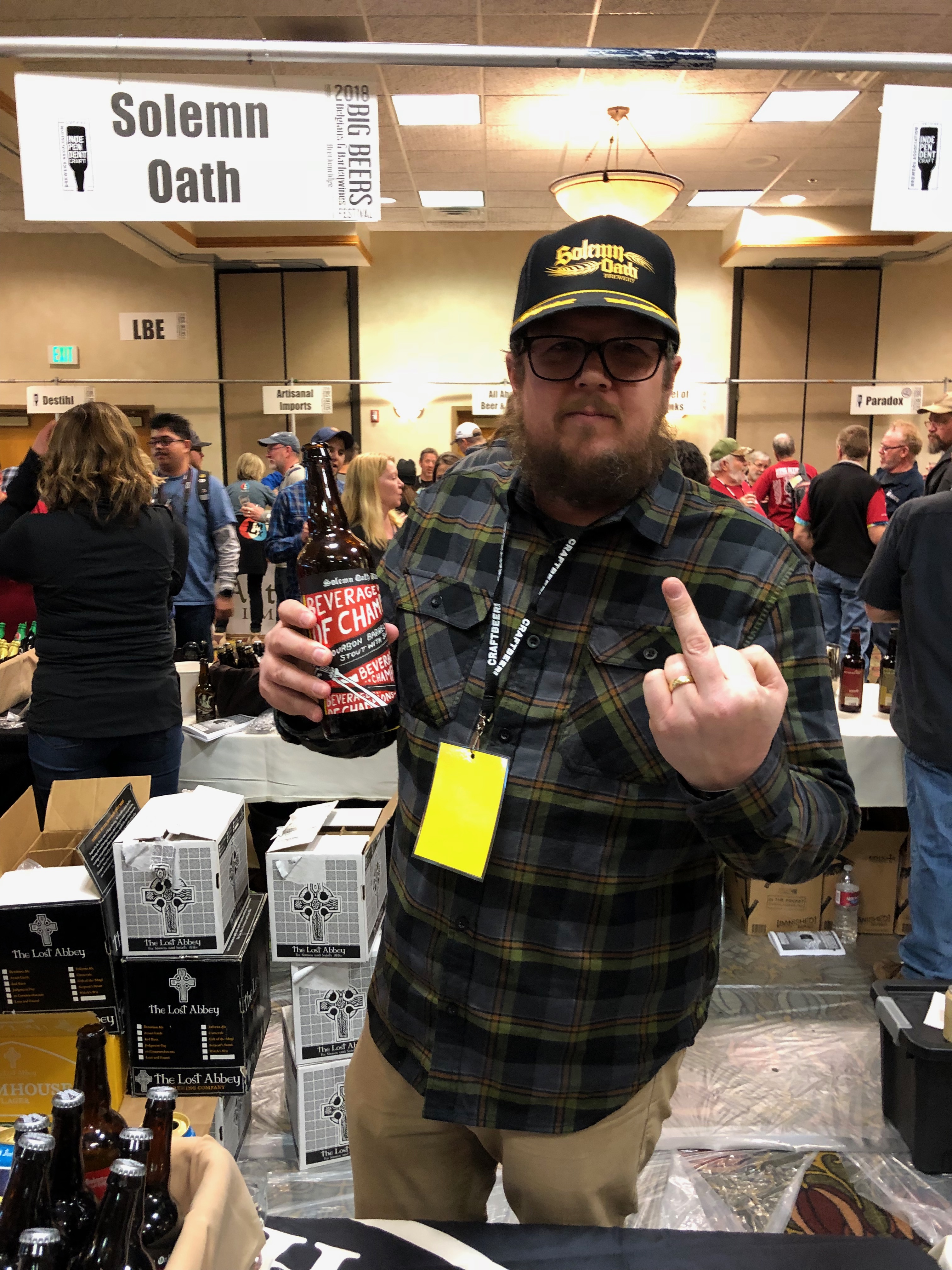 John Barley from Solemn Oath Brewery pouring at the 2018 Big Beers, Belgians & Barleywines Festival.