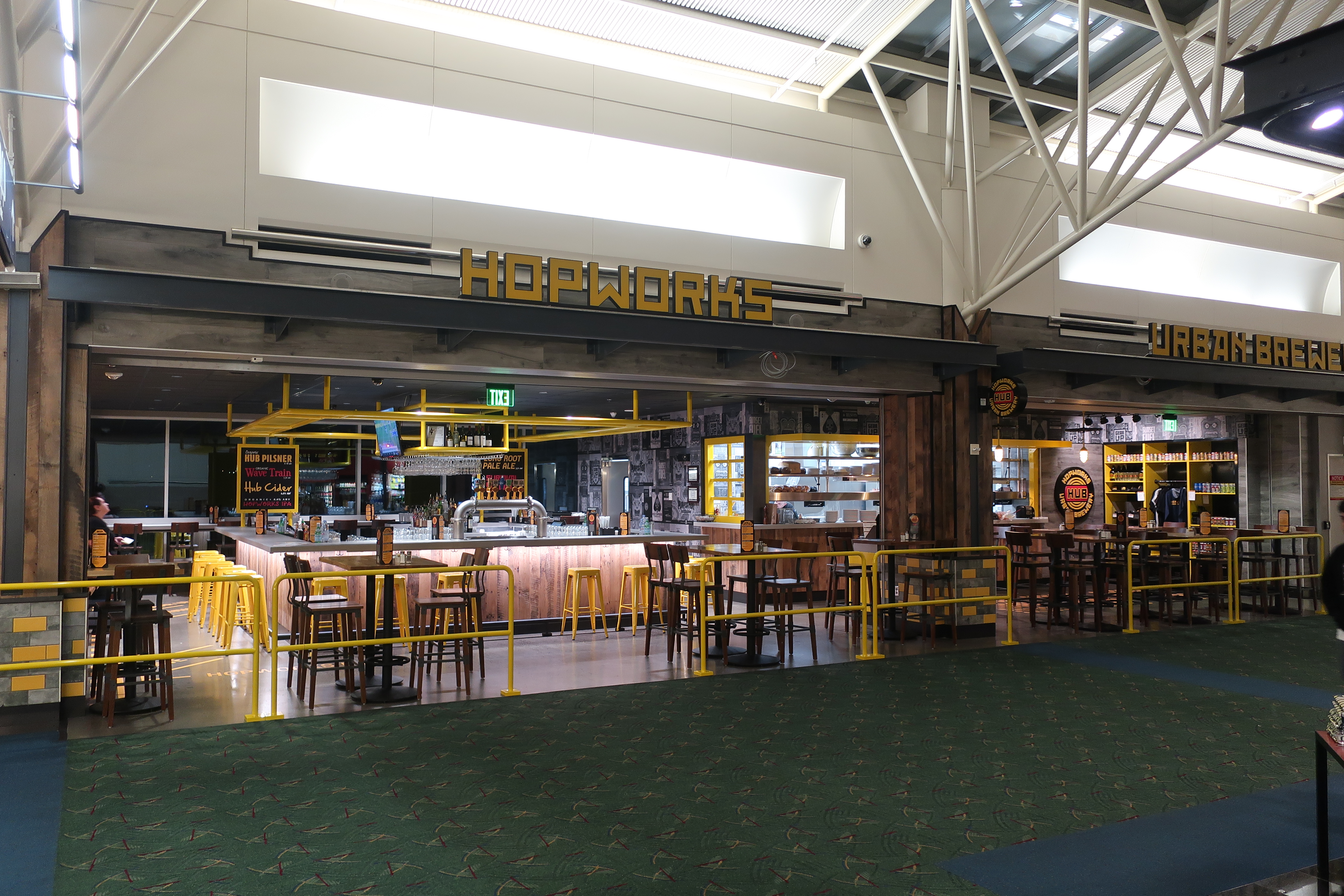 Hopworks Urban Brewery in Concourse E at the Portland International Airport.