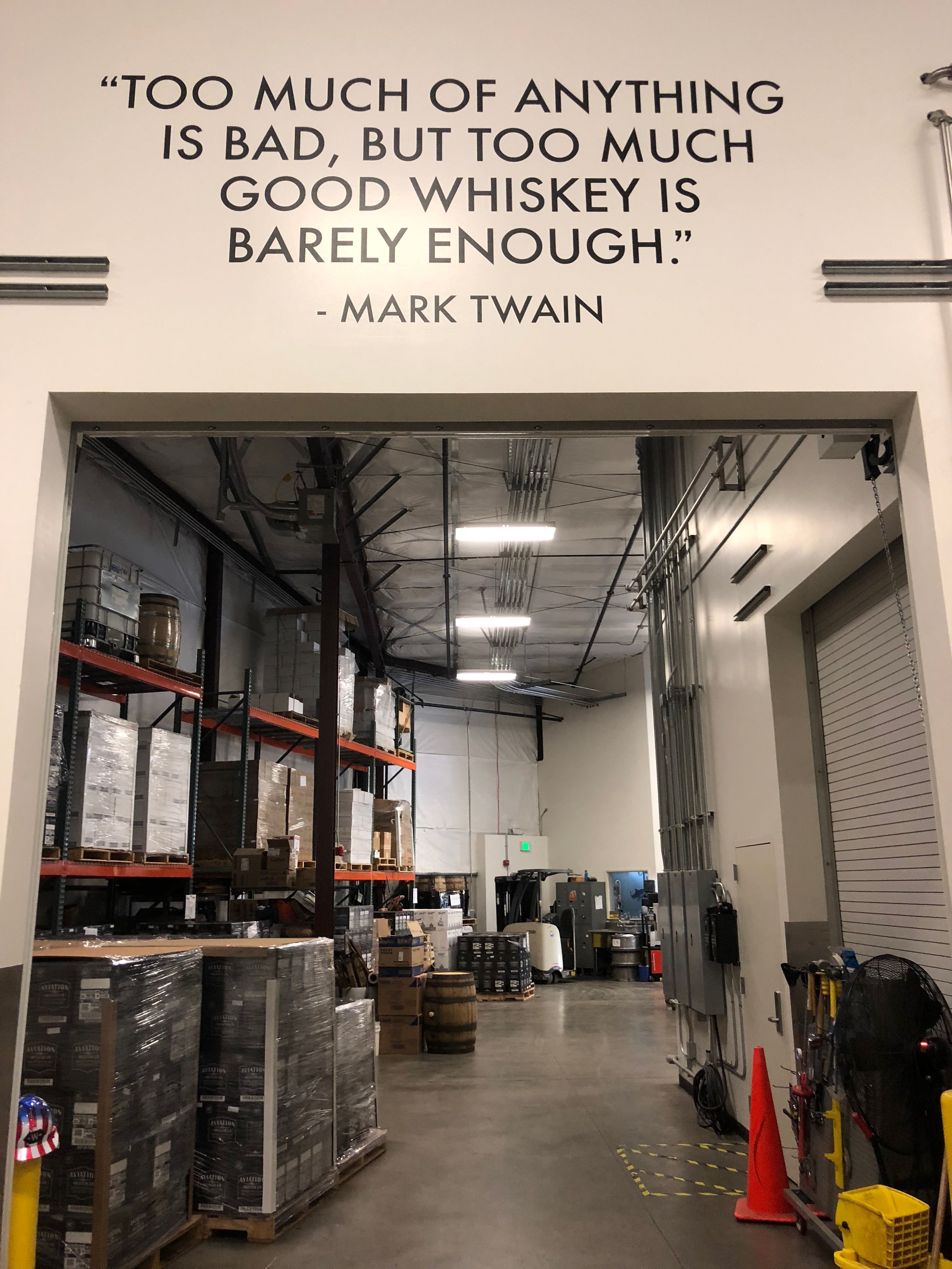 Mark Twain's wise words inside House Spirits Distillery.