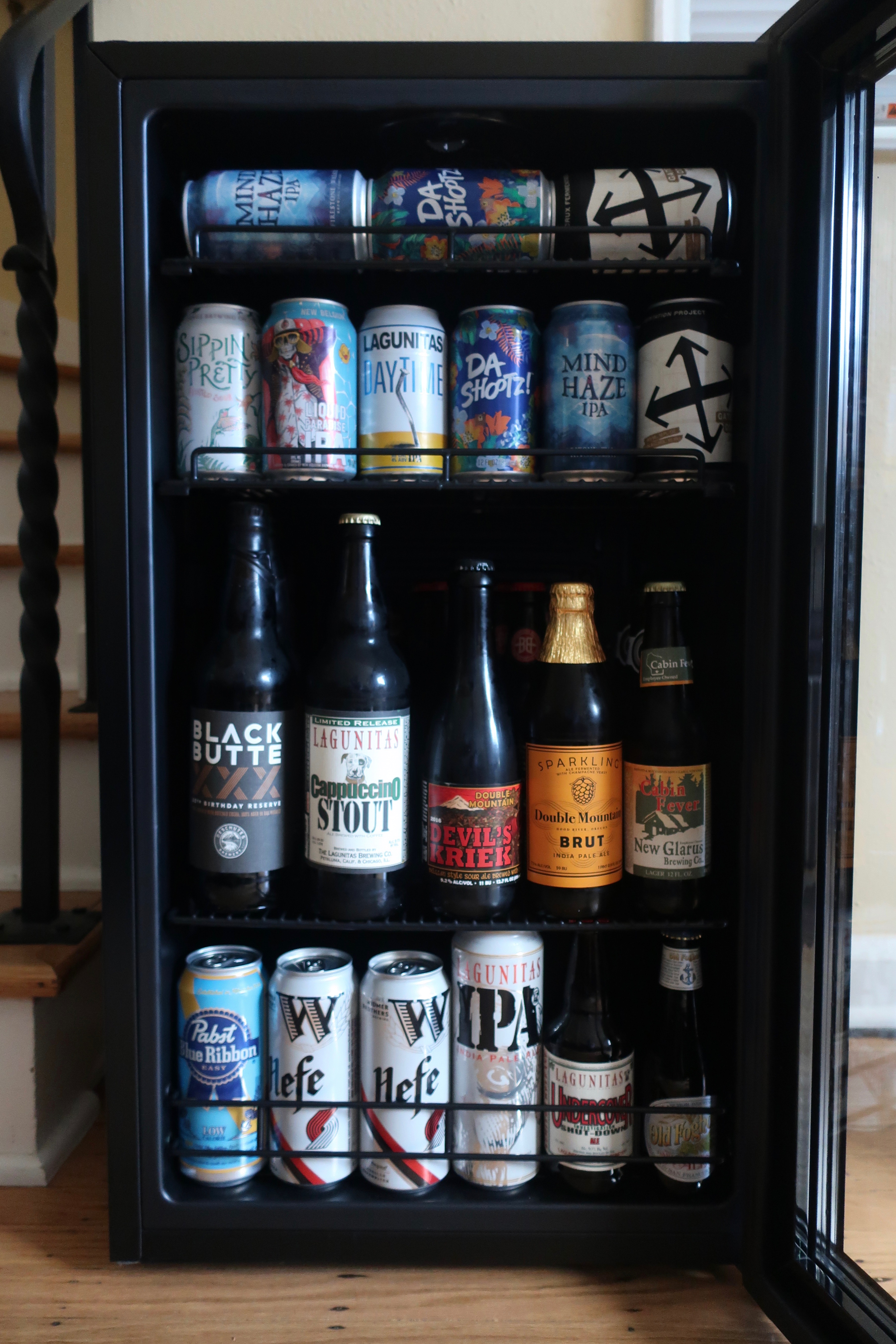 beer bottles in fridge