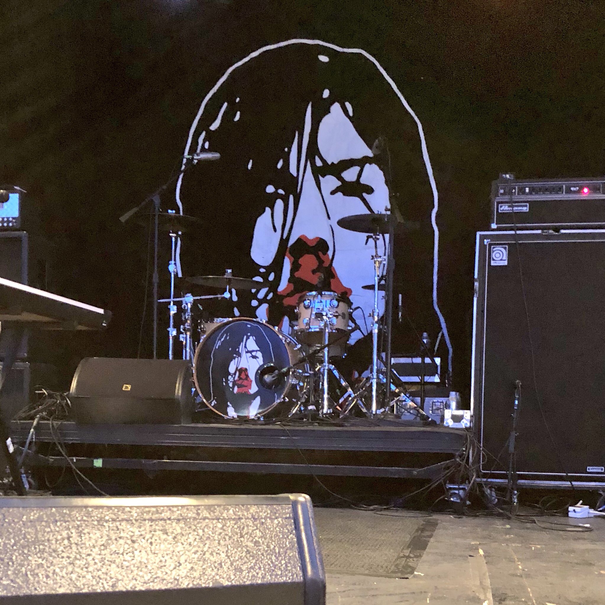 The stage backdrop for Andrew W.K. at Treefort.
