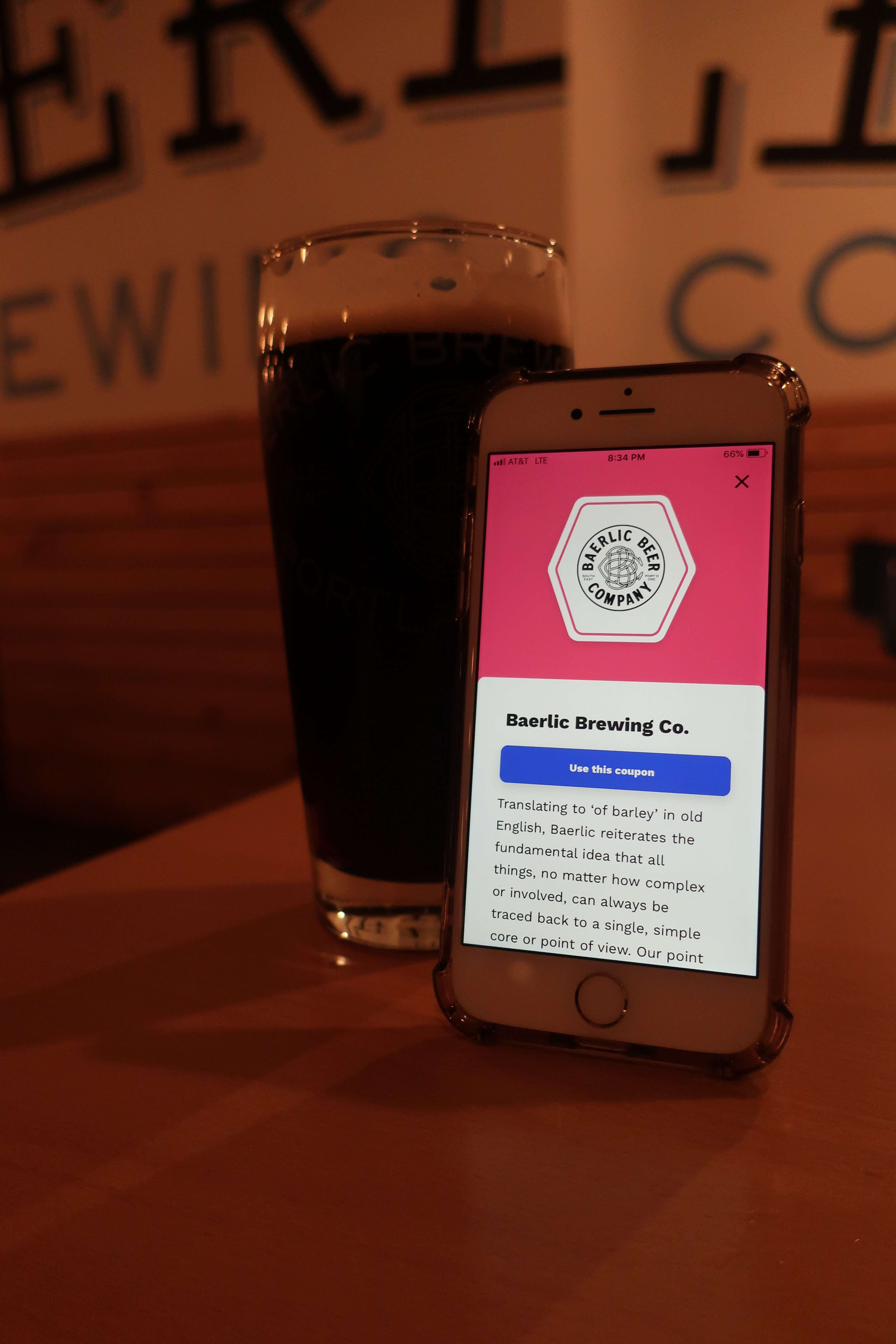 Using the Passport on Tap App at Baerlic Brewing in Portland, Oregon.
