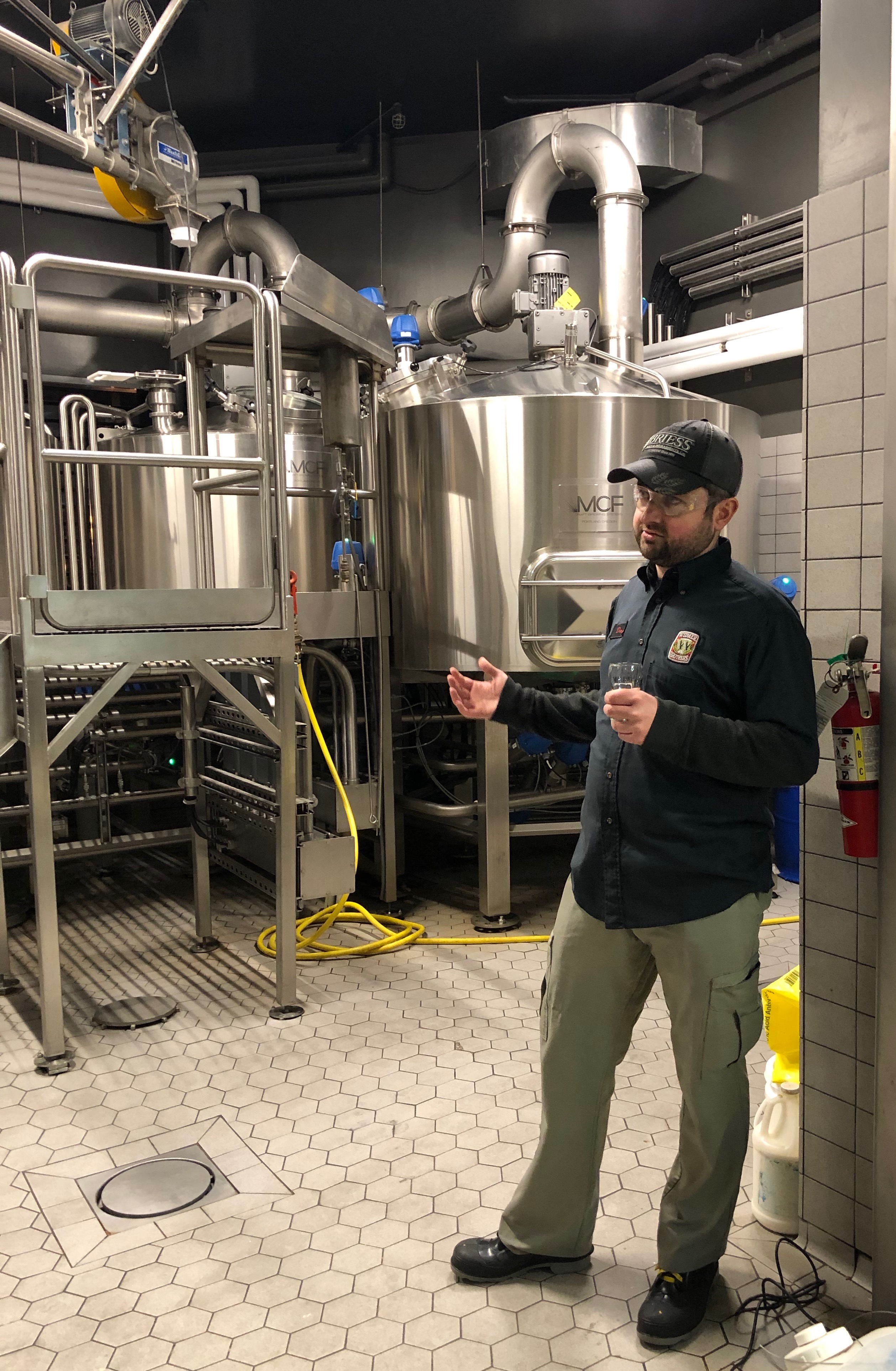 Widmer Brothers Brewing's Dan Munch giving a tour of the 10-barrel Innovation Brewery.