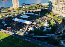 A view from overhead of the Portland Craft Beer Festival inside The Fields Park. (image courtesy of the Portland Craft Beer Festival)