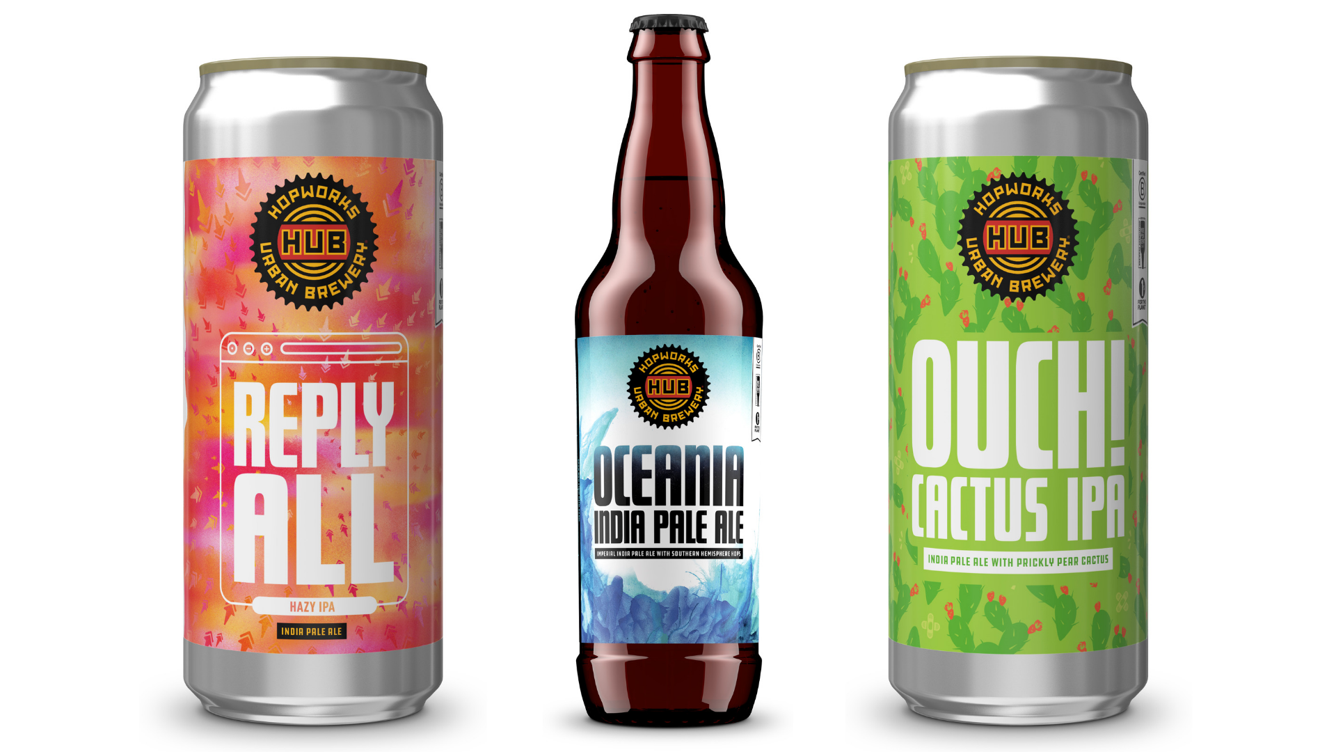 New April 2019 Beers From Hopworks Urban Brewery - Reply All Hazy IPA, Oceania IPA, Ouch! Cactus IPA