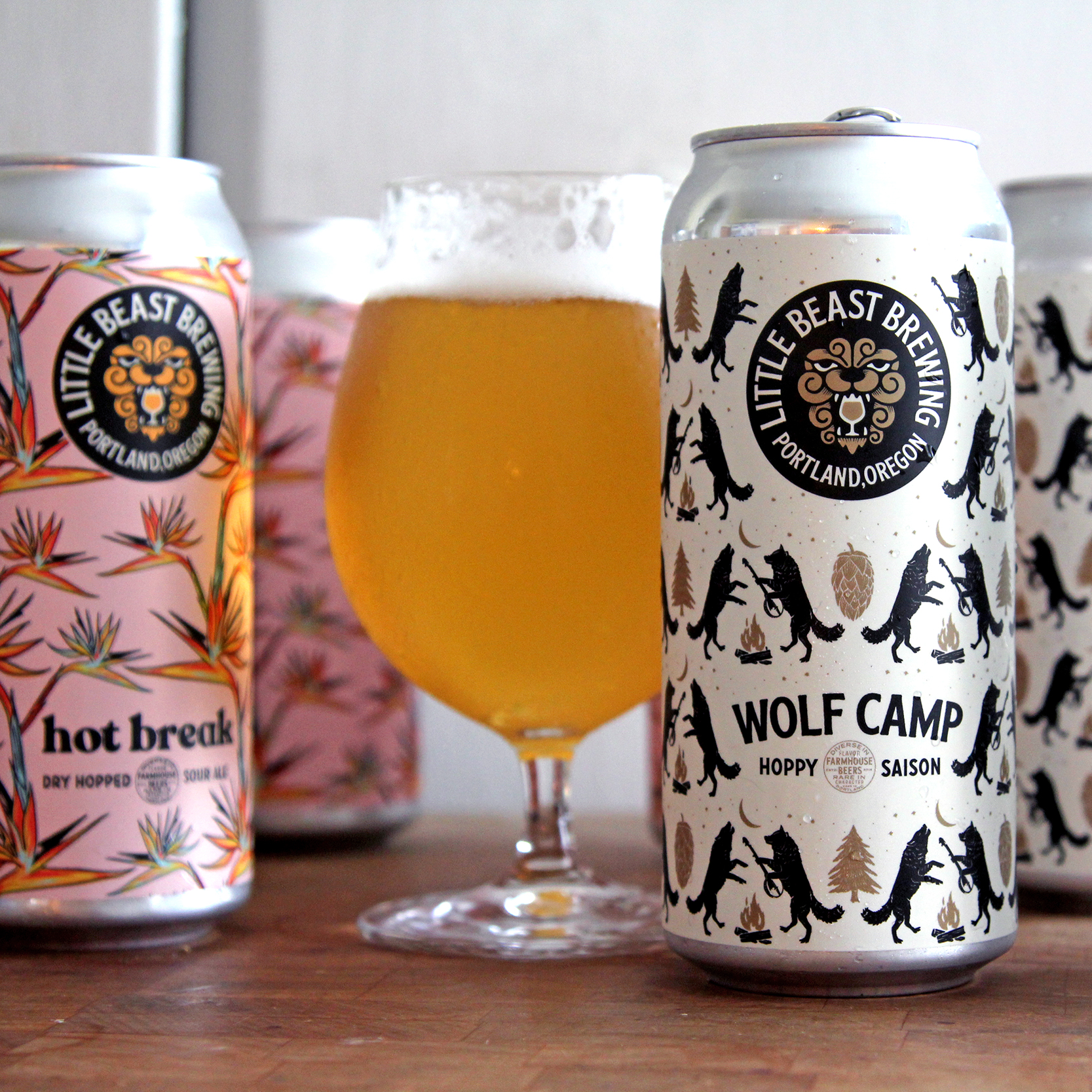 image of Little Beast Brewing Wolf Camp Hoppy Saison + Hot Break Dry-Hopped Sour Ale courtesy of Little Beast Brewing