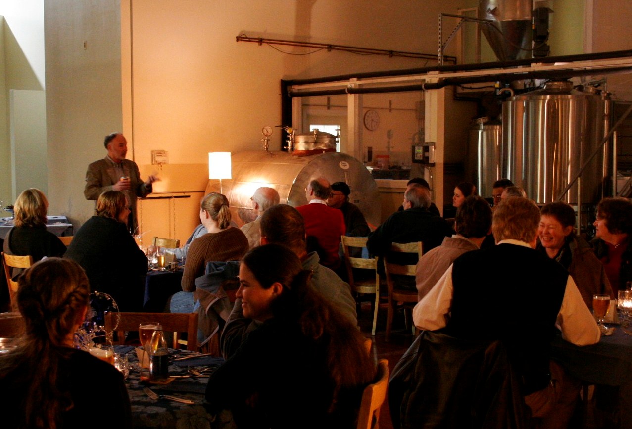 image of a beer dinner alongside the brewhouse courtesy of Chuckanut Brewery