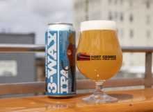 A pour of 2019 3-Way IPA from Fort George Brewery + Ruse Brewing + Cloudburst Brewing. (image courtesy of Fort George Brewery)