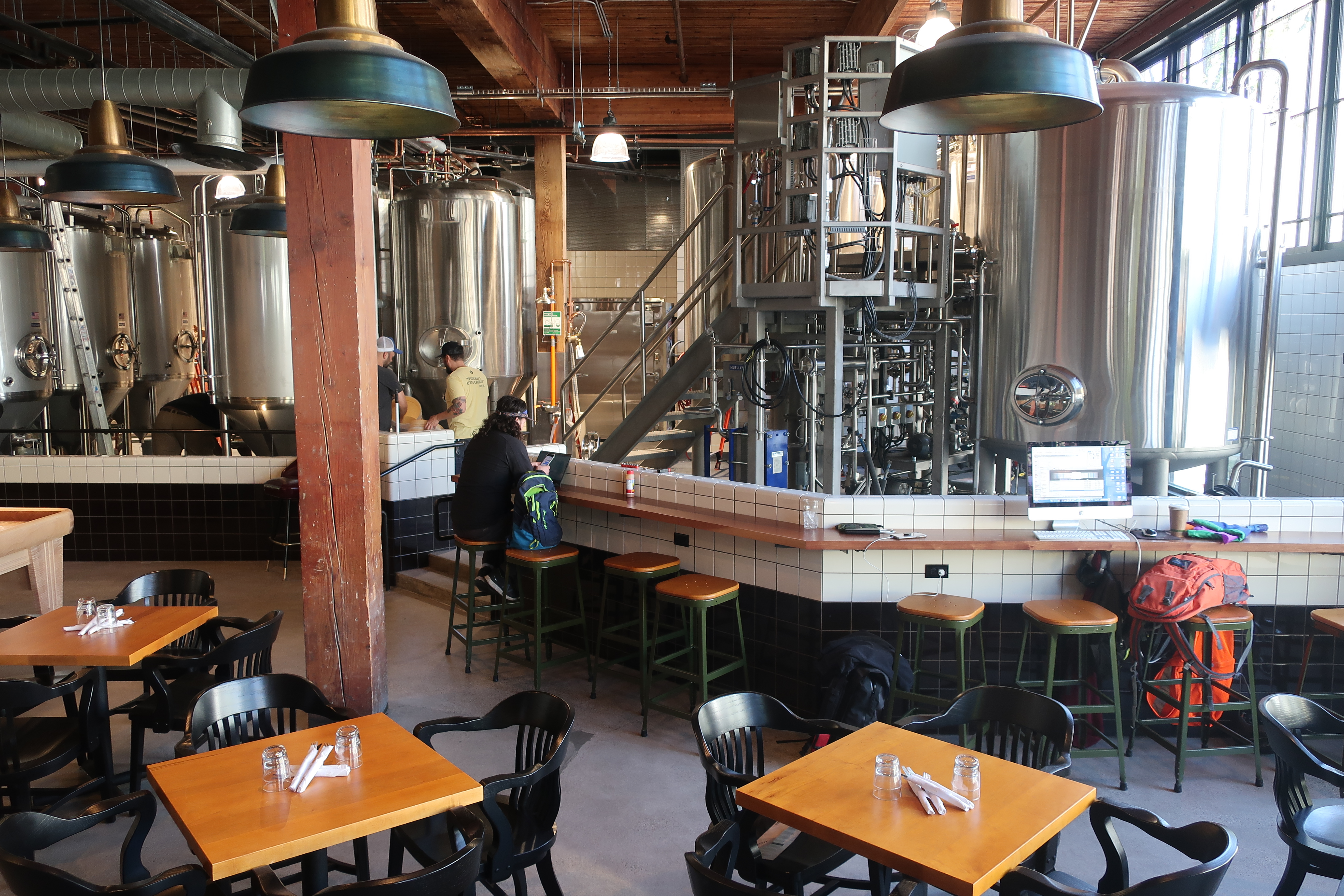 Overlooking the brewhouse and lower dining area at Elysian Brewing - Capitol Hill.