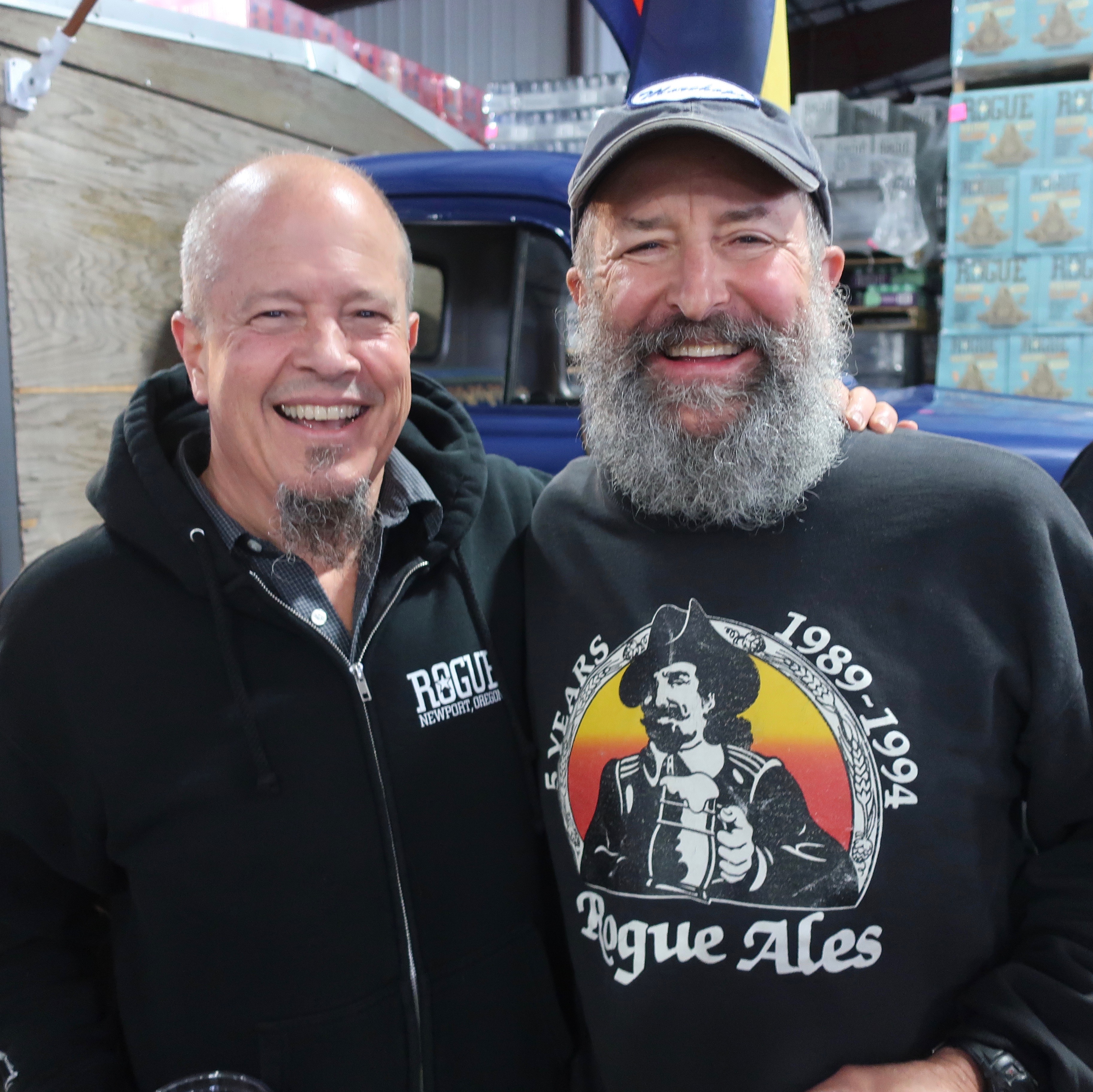 Russ Menegat and John Maier at the John Maier Coastal Brew Fest at Rogue Ales in Newport, Oregon.
