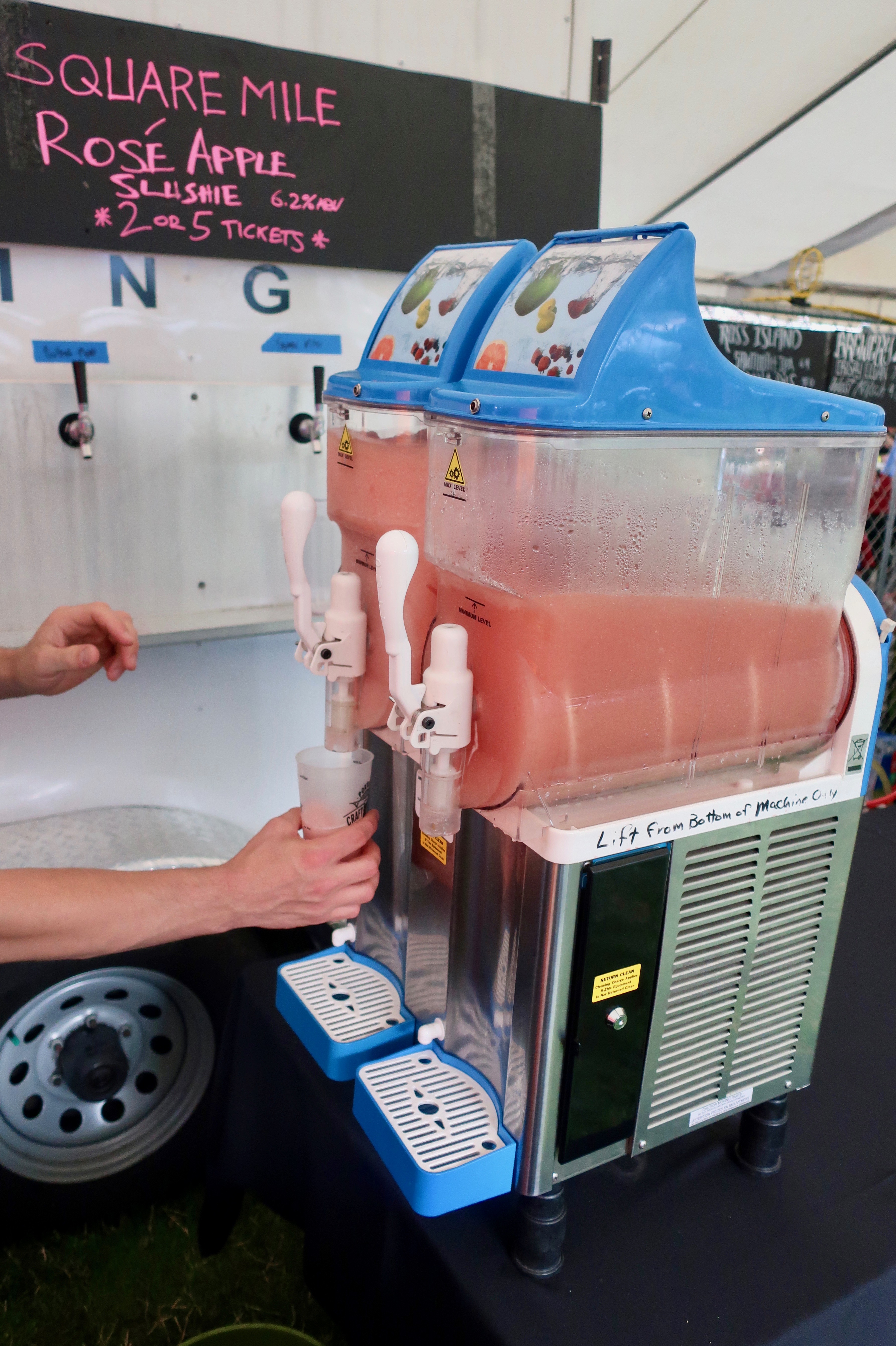 For the 2019 Portland Craft Beer Festival, the Slushie Machine features Square Mile Rosé Cider.