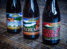 image of 2017 Devil’s Kriek, 2017 Tahoma Kriek and 2017 Pêche Mode Sour Ale courtesy of Double Mountain Brewery