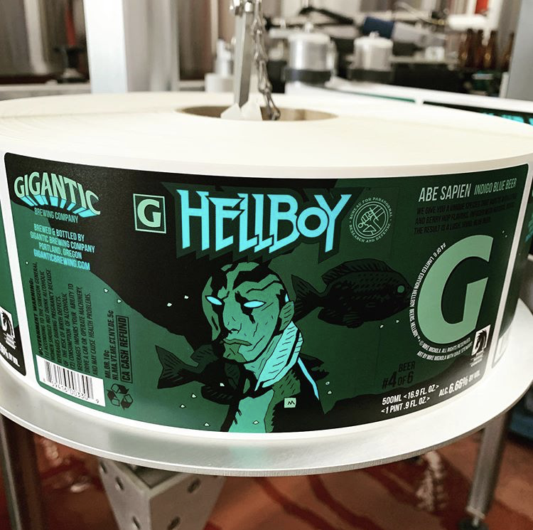 image of Hellboy Abe Sapien beer label courtesy of Gigantic Brewing