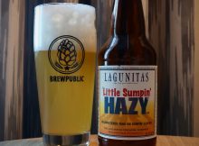Lagunitas Little Sumpin' Hazy poured into a BREWPUBLIC glass.