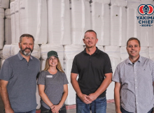 (From left to right) John Coleman of Coleman Ag; Jessica Riel of Double 'R' Hop Ranches; Ben St. Mary of Black Star Ranches; Brenton Roy of Oasis Farms. (image courtesy of Yakima Chief Hops)