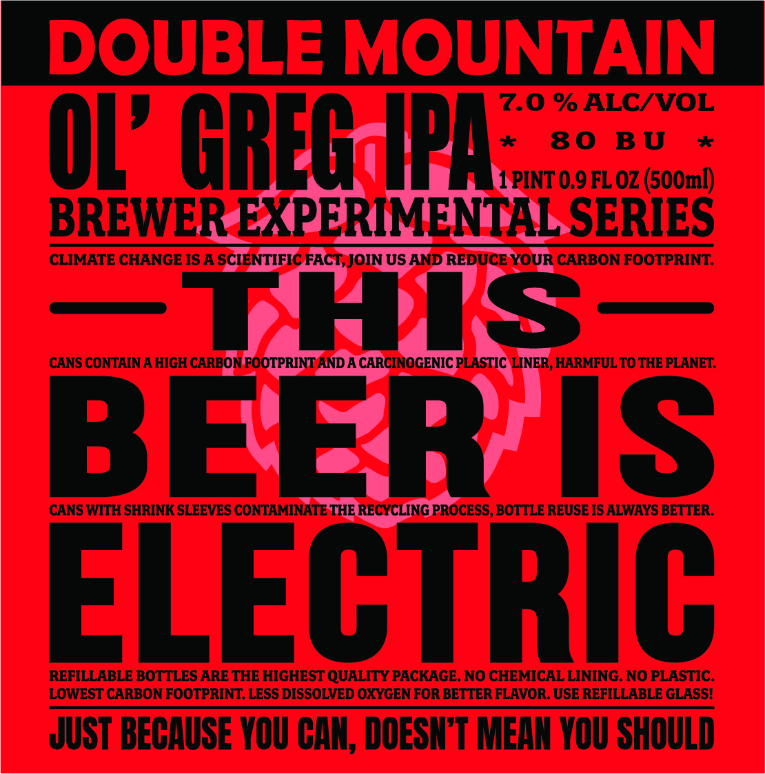 Double Mountain Brewery Ol' Greg IPA Label