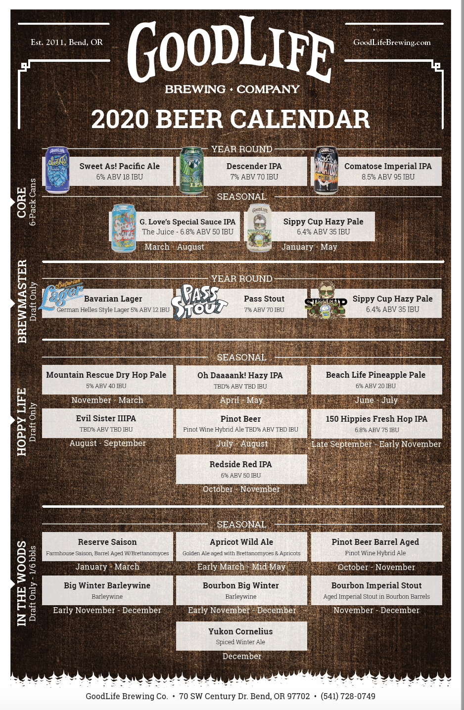 GoodLife Brewing Announces 2020 Beer Release Calendar