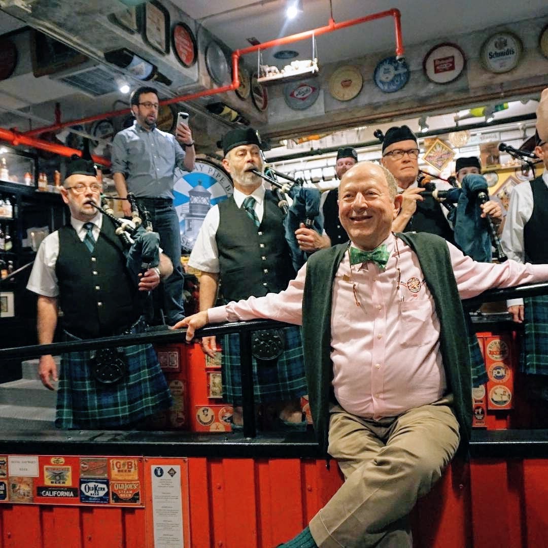 Charles Finkel and the Elliot Bay Pipe Band. (image courtesy of Pike Brewing)