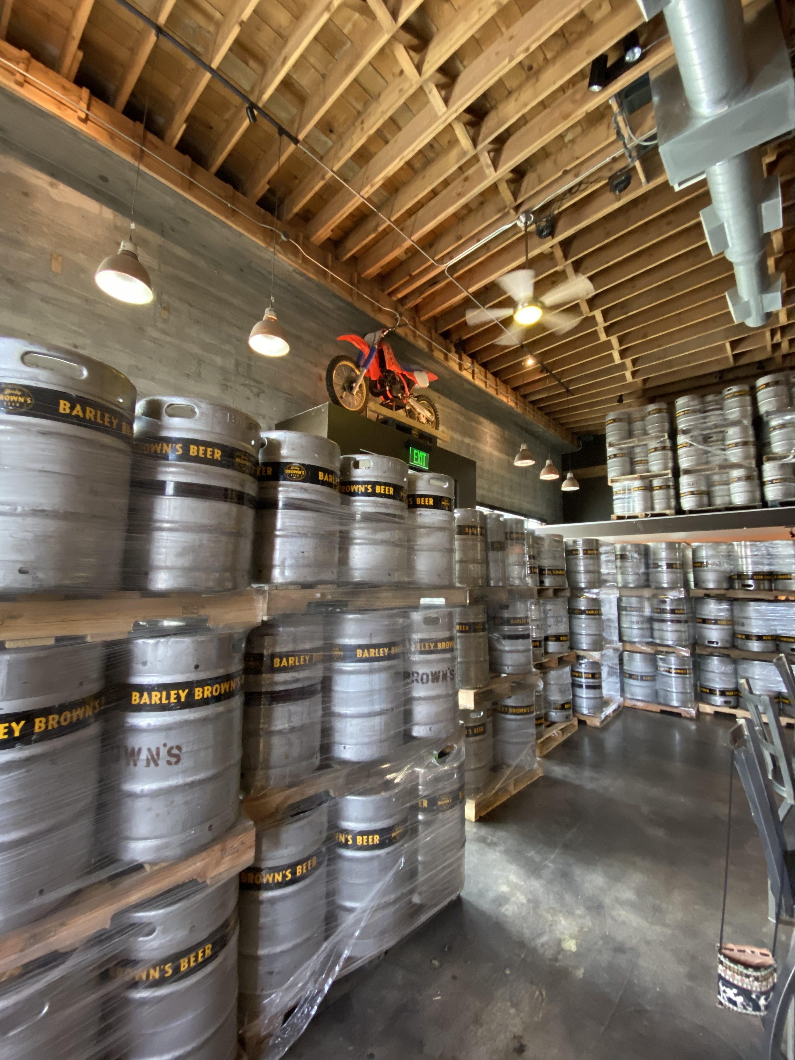 Kegs are stacking up and taking up prime taproom real estate at Barley Brown's Beer in Baker City. (image courtesy of Tyler Brown)