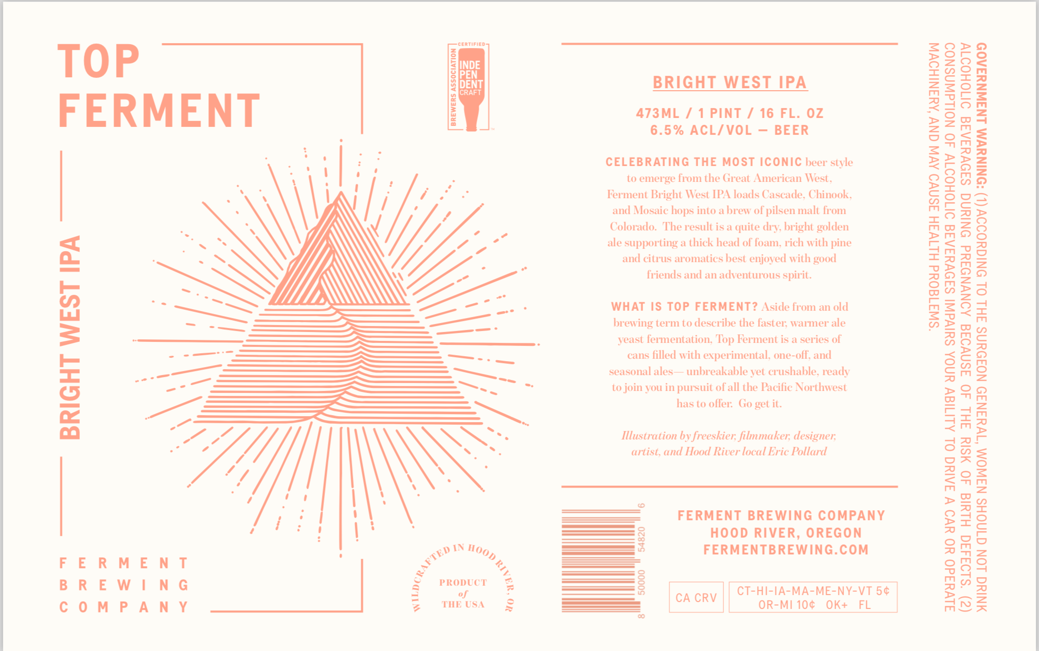 Top Ferment Bright West Can Label