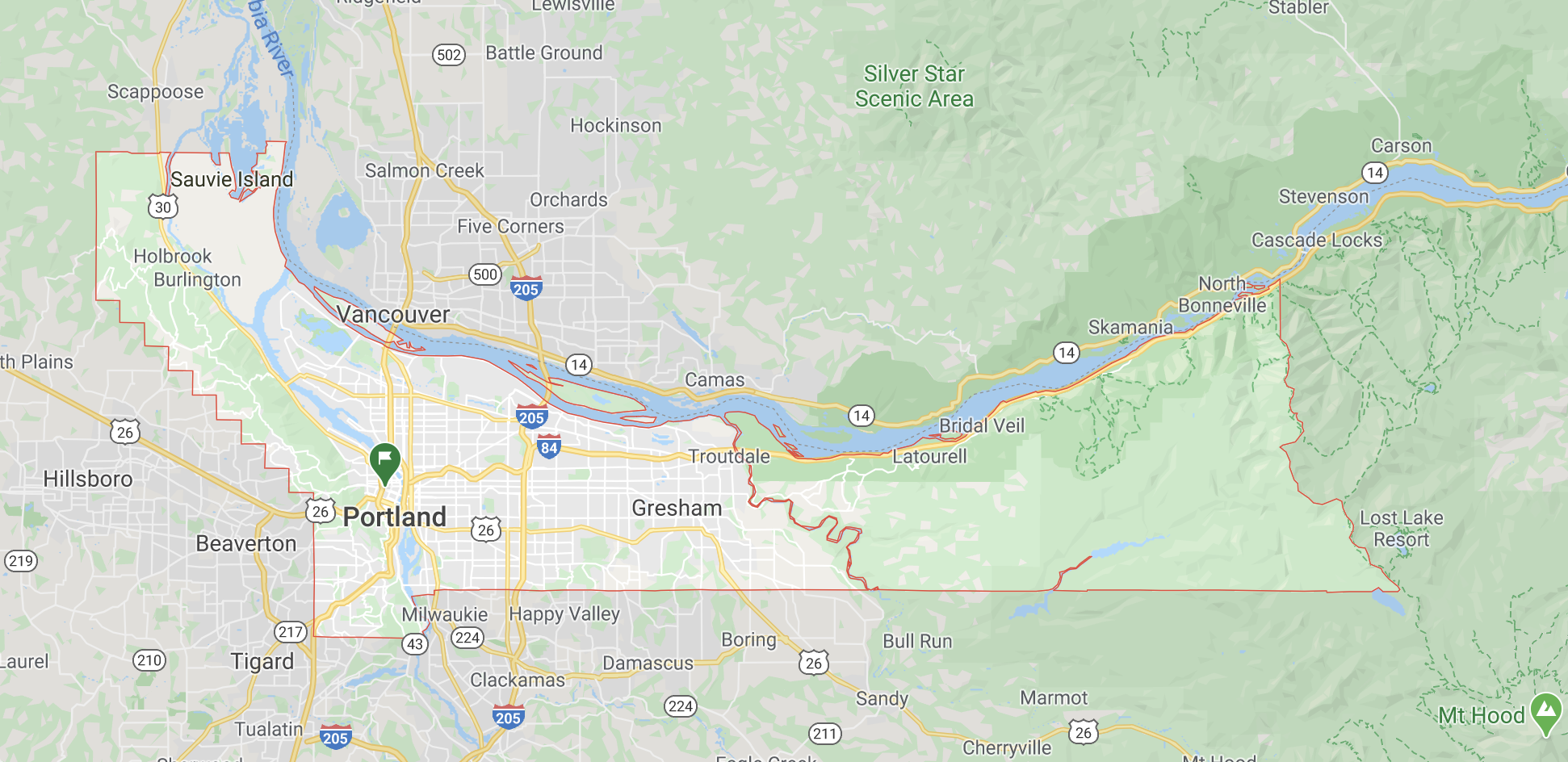 Multnomah County Oregoons Most Populated County Includes Portland Gresham And Troutdale. Image Courtesy Of Google 