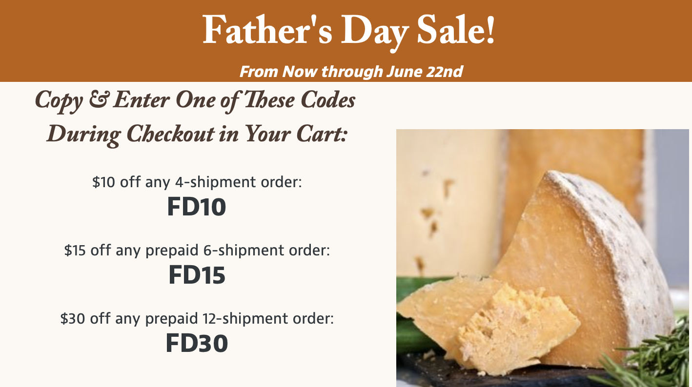 The Gourmet Cheese of the Month Club Father's Day 2020 Discount Code