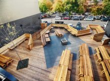 image of the sprawling outdoor deck courtesy of Wayfinder Beer